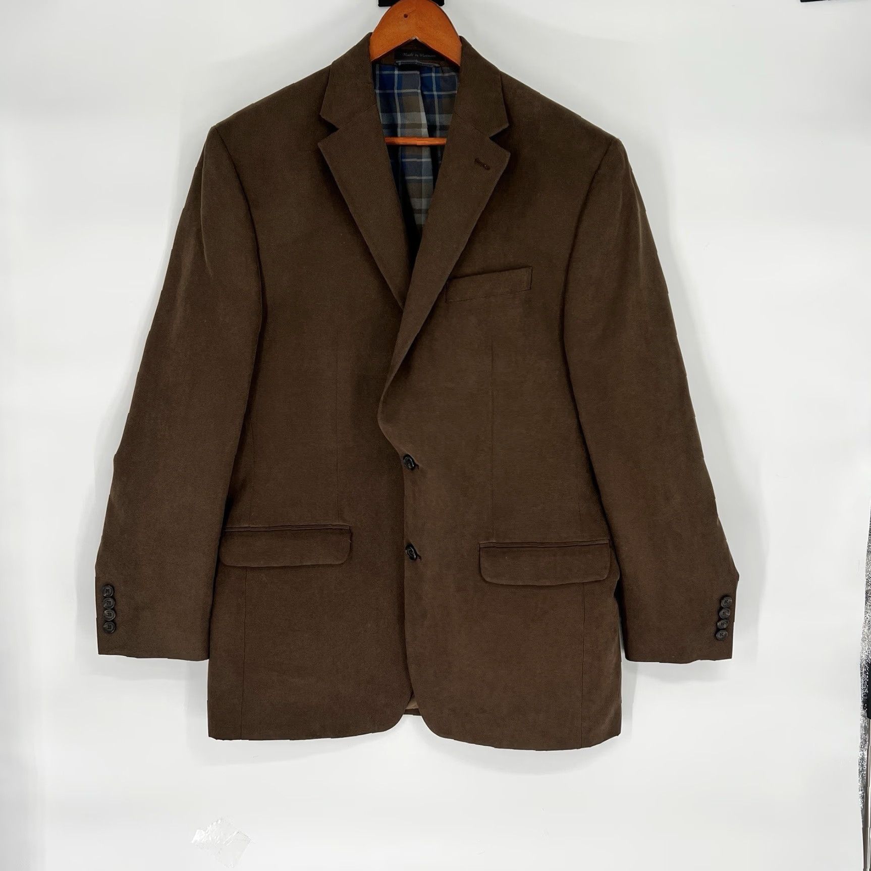 Ralph Lauren Lauren Ralph Lauren Blazer Sport Coat Men Brown 42L Faux Suede Long Solid Single-Breasted 2 Piece Mens Size 42R - 2 Thumbnail