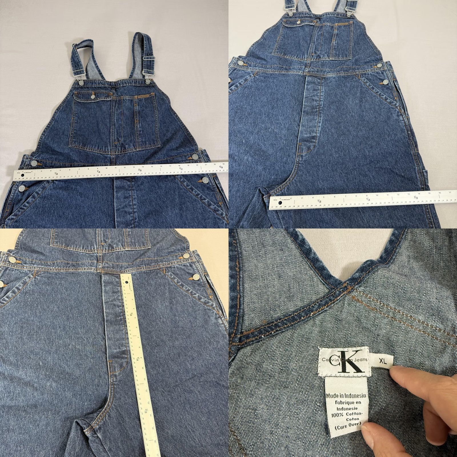 Calvin Klein VINTAGE Calvin Klein Mens XL Blue Denim Jeans Overalls Bib Carpenter Pants 90s Size US 36 / EU 52 - 8 Thumbnail