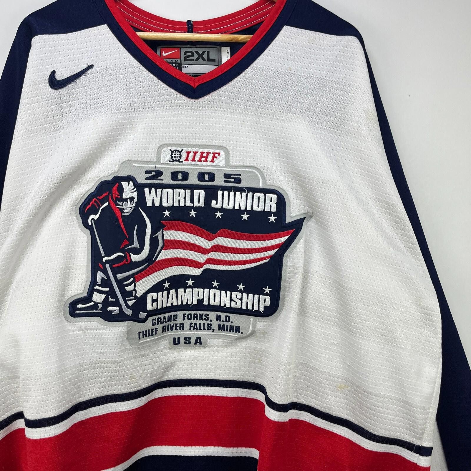 Nike Vintage 2005 World Junior Championship USA Hockey Jersey 2XL Size ONE SIZE - 2 Thumbnail