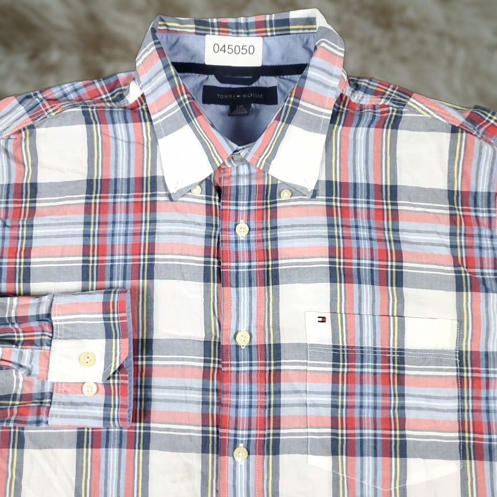Tommy Hilfiger Tommy Hilfiger Shirt Mens Large Red Plaid Button-Up Long Sleeve Casual Classic Preppy Mens Size US L / EU 52-54 / 3 - 1 Thumbnail