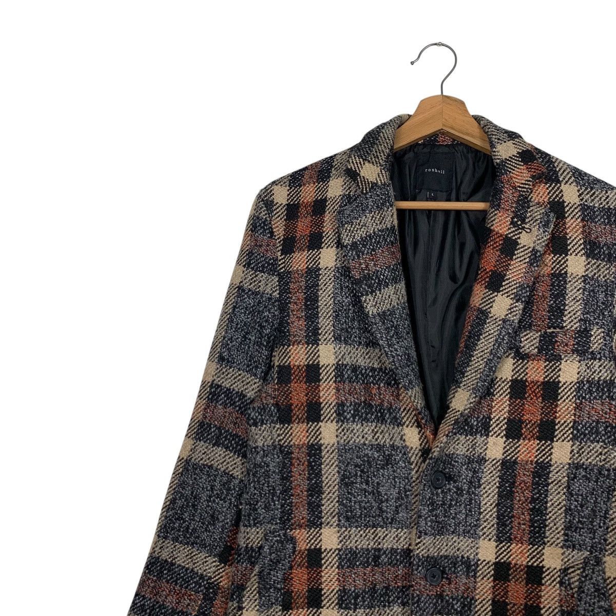 Japanese Brand ROSHELL Tartan Tweed Formal Jacket Blazer #2482-C111 Size L / US 10 / IT 46 - 6 Thumbnail