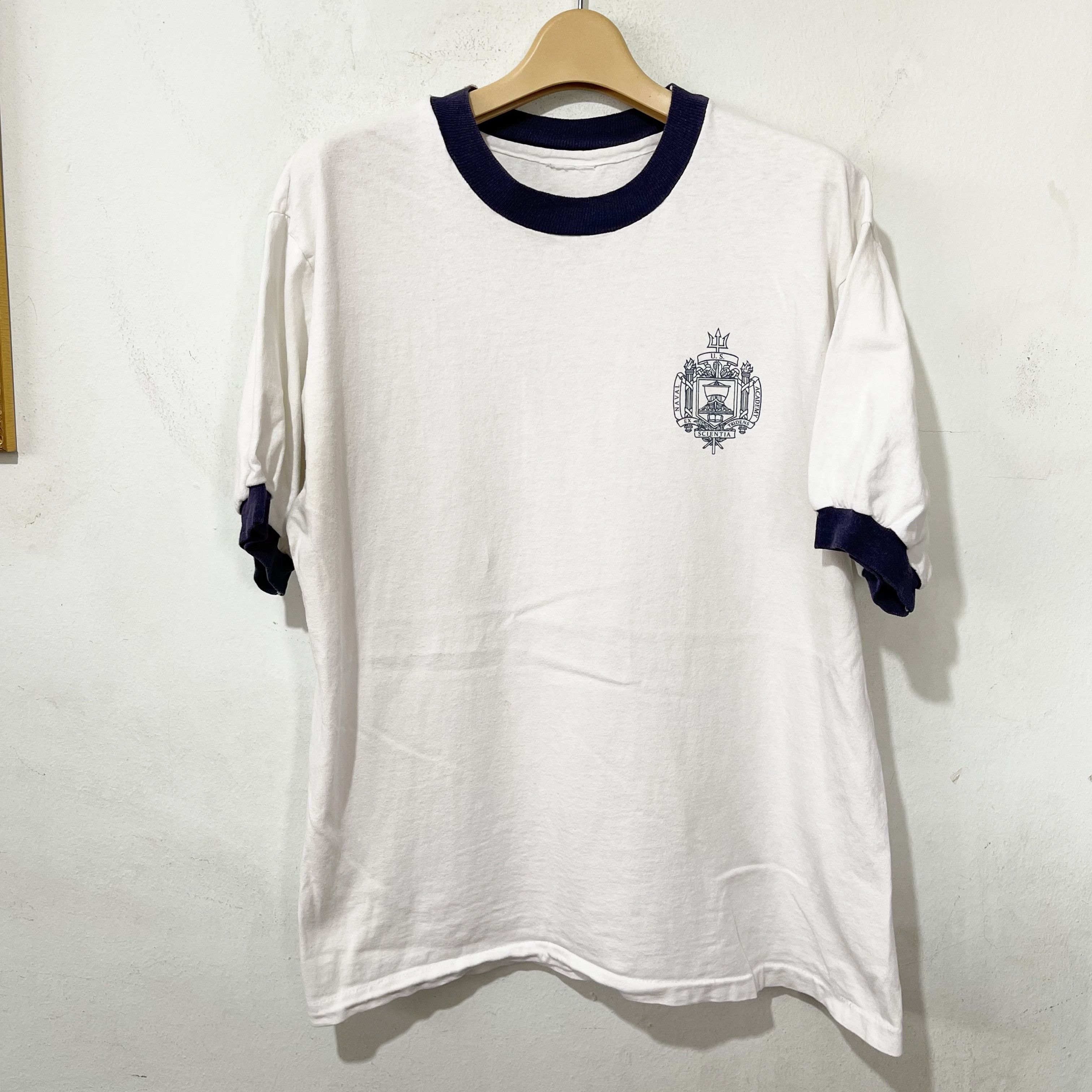 Vintage Vintage 90s Naval Academy Ringer Tee Size US M / EU 48-50 / 2 - 1 Thumbnail