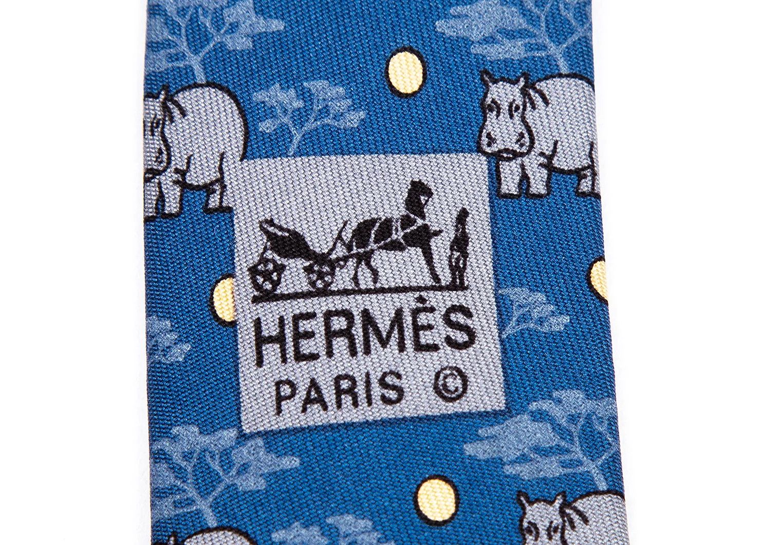 Hermes Silk Safari Print Tie in Blue Size ONE SIZE - 10 Thumbnail