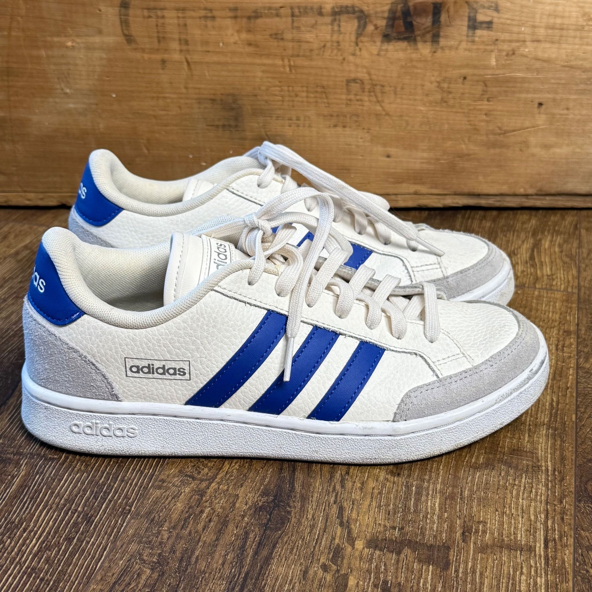 Adidas adidas Sneakers Men's 7M Grand Court SE Cream Blue Leather S Size US 7 / EU 40 - 3 Thumbnail