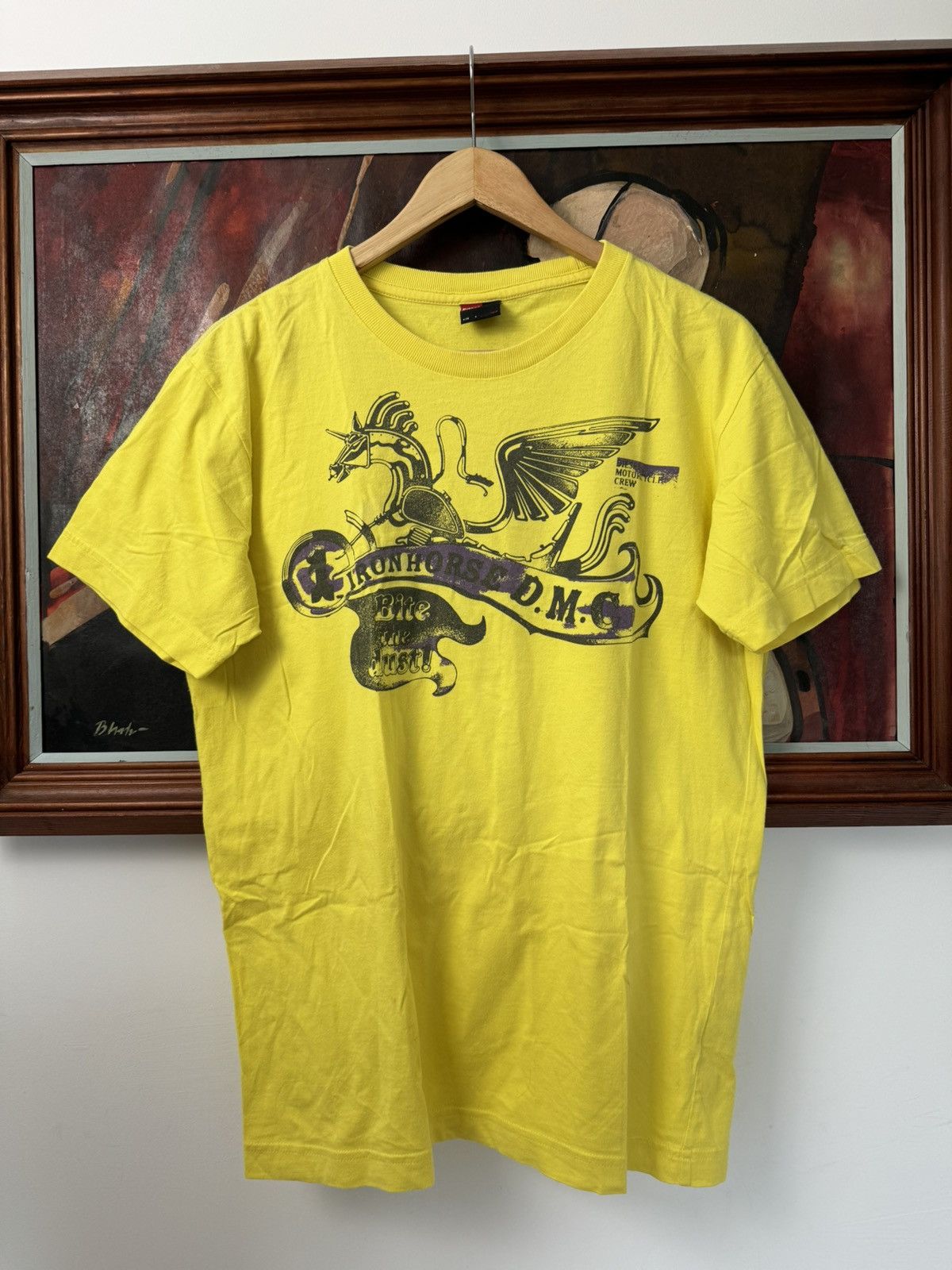 Vintage Y2k Avant Garde Diesel Tee Yellow Hype Rare Print
