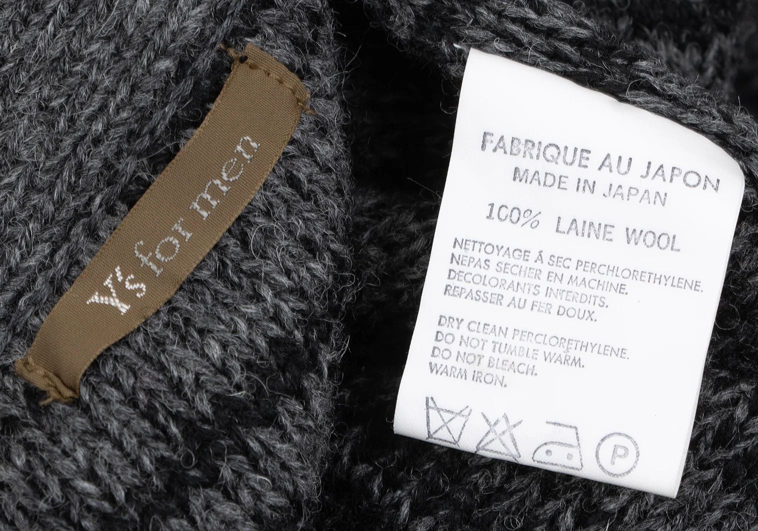 Wool Melange Knit Cardigan in Gray and Black Size L