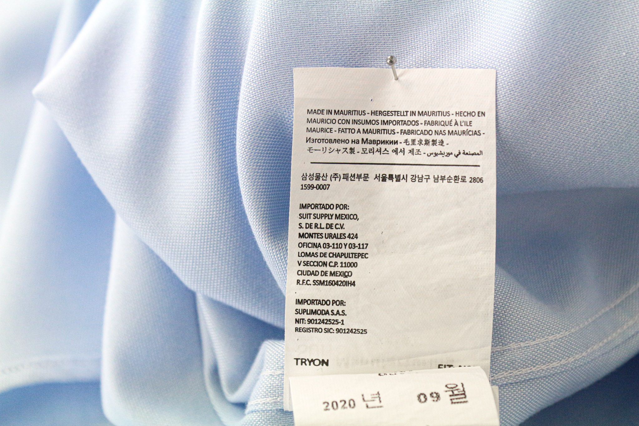 Suitsupply 44L/17 1/2L Blue Cotton Slim Oxford Shirt 77431 Size 44L - 7 Thumbnail
