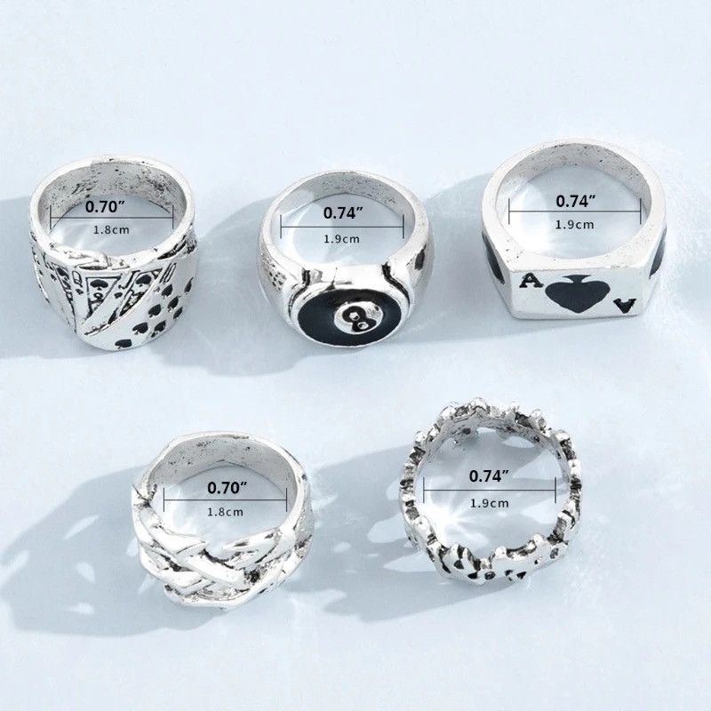 Jewelry Ring Set Gothic Punk Rock Playing Cards Size ONE SIZE - 2 Thumbnail