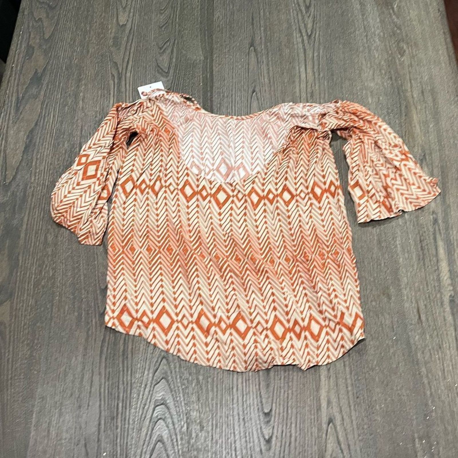 Vintage NWT Chaser Off Shoulder Scarf Print Top White Orange Size M Size M / US 6-8 / IT 42-44 - 5 Thumbnail