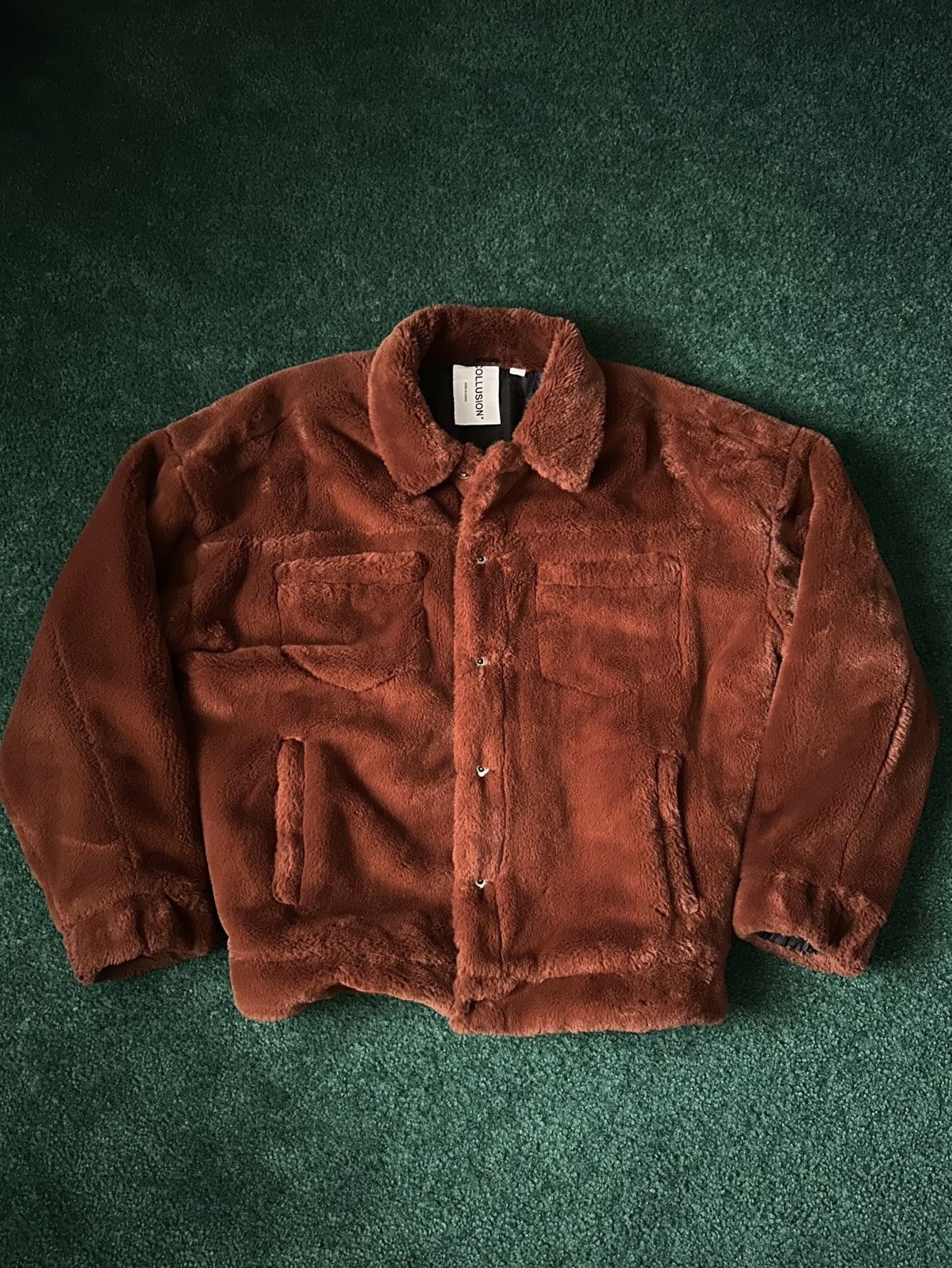Asos Faux Fur Trucker Jacket - Rust/Burnt Orange Size US M / EU 48-50 / 2 - 1 Thumbnail