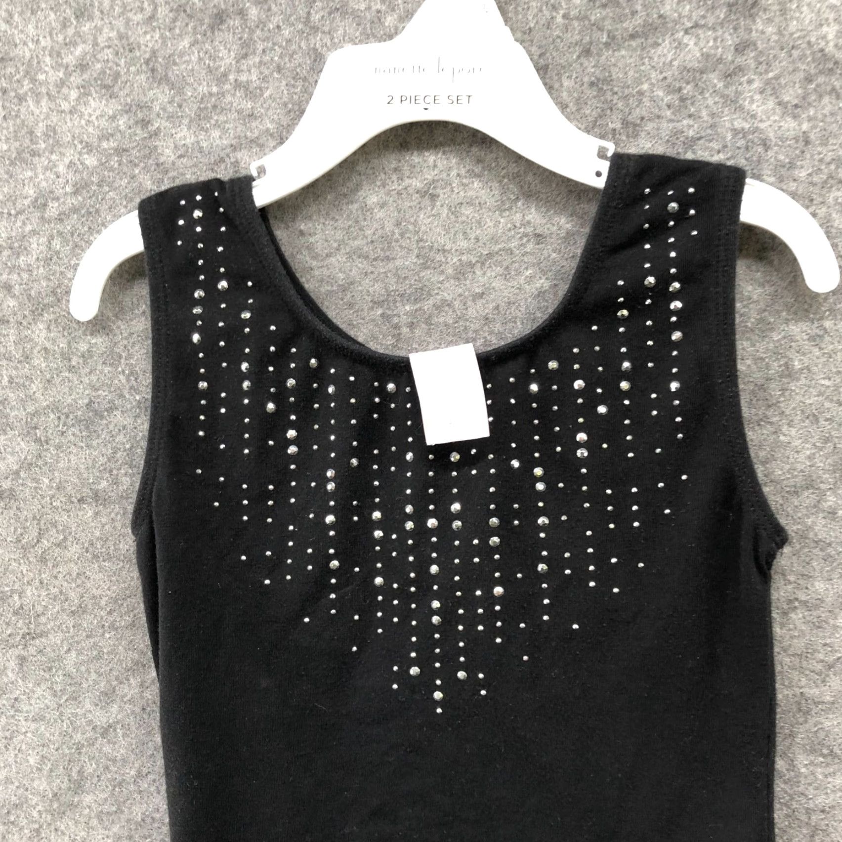 DANCER More Than Magic Girls Leotard S 6-6X Sleeveless Black Rhinestone Dance Size ONE SIZE - 3 Thumbnail