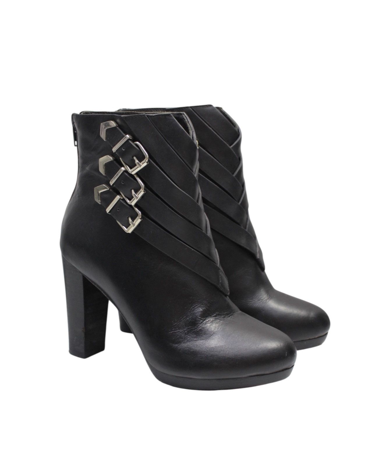 Japanese Brand 2000S NANA STORE BLACK LEATHER ANKLE BOOTS WITH BUCKLE STRAP Size US 8 / IT 38 - 3 Thumbnail
