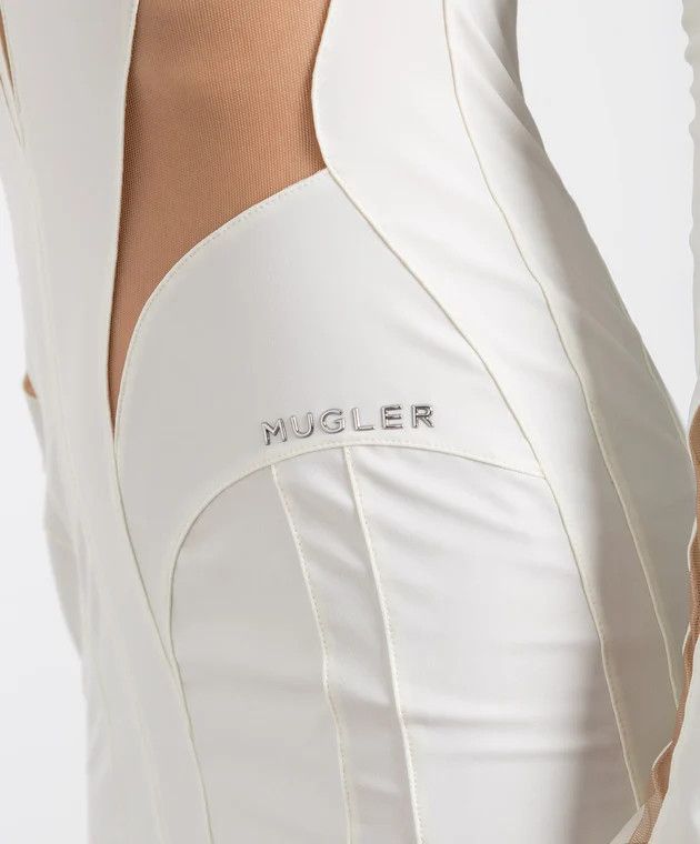 Mugler o1mle0524 Illusion Mini Dress in White Size S / US 4 / IT 40 - 4 Thumbnail