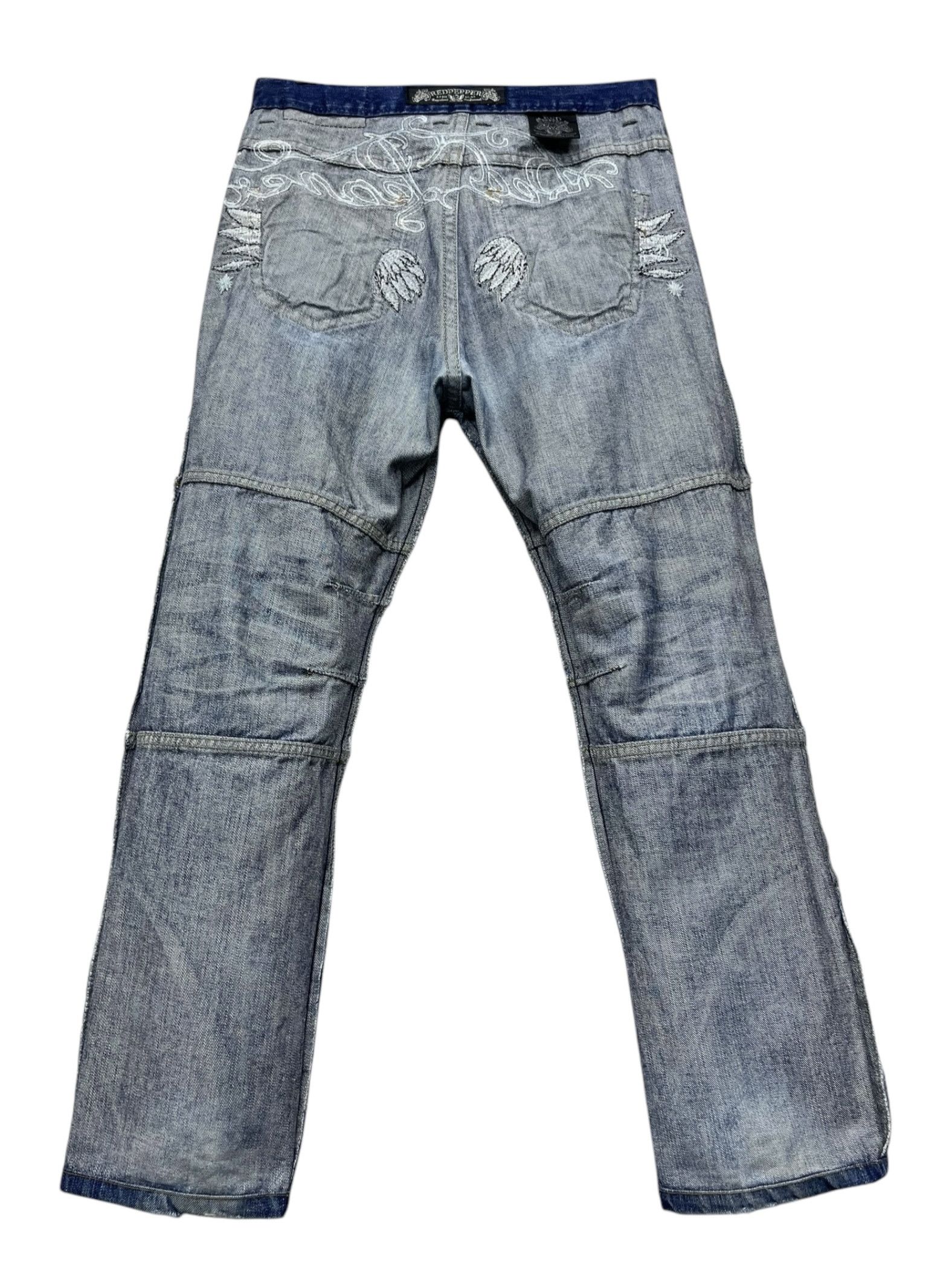Red Clouds Collective FYE🔥Vintage RED PEPPER Punk Angel Wings Big Spell-out Jeans Size US 31 - 17 Thumbnail
