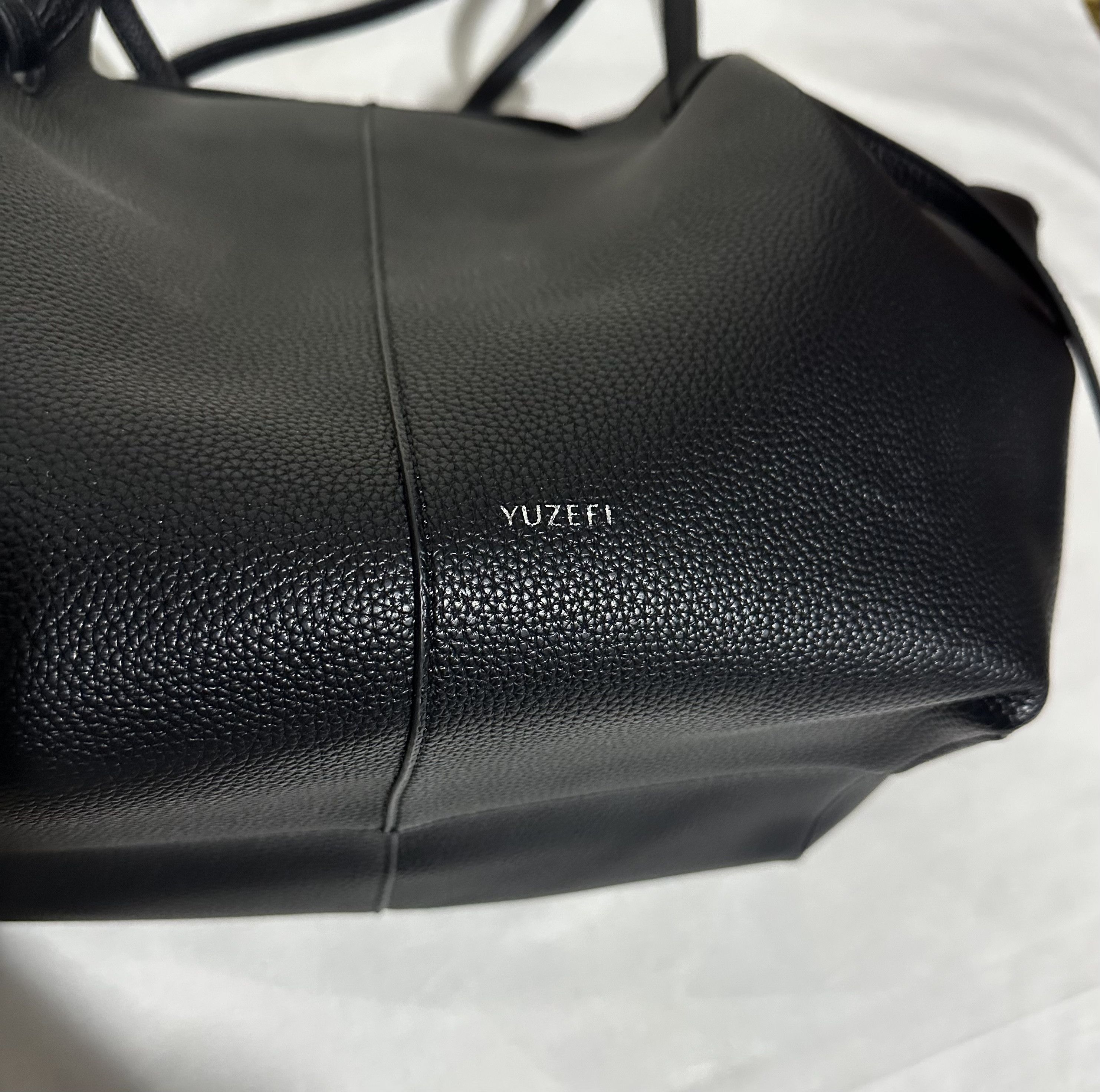 Other Yuzefi Black Leather Tote Bag Medium Size Designer Modern Size ONE SIZE - 3 Thumbnail
