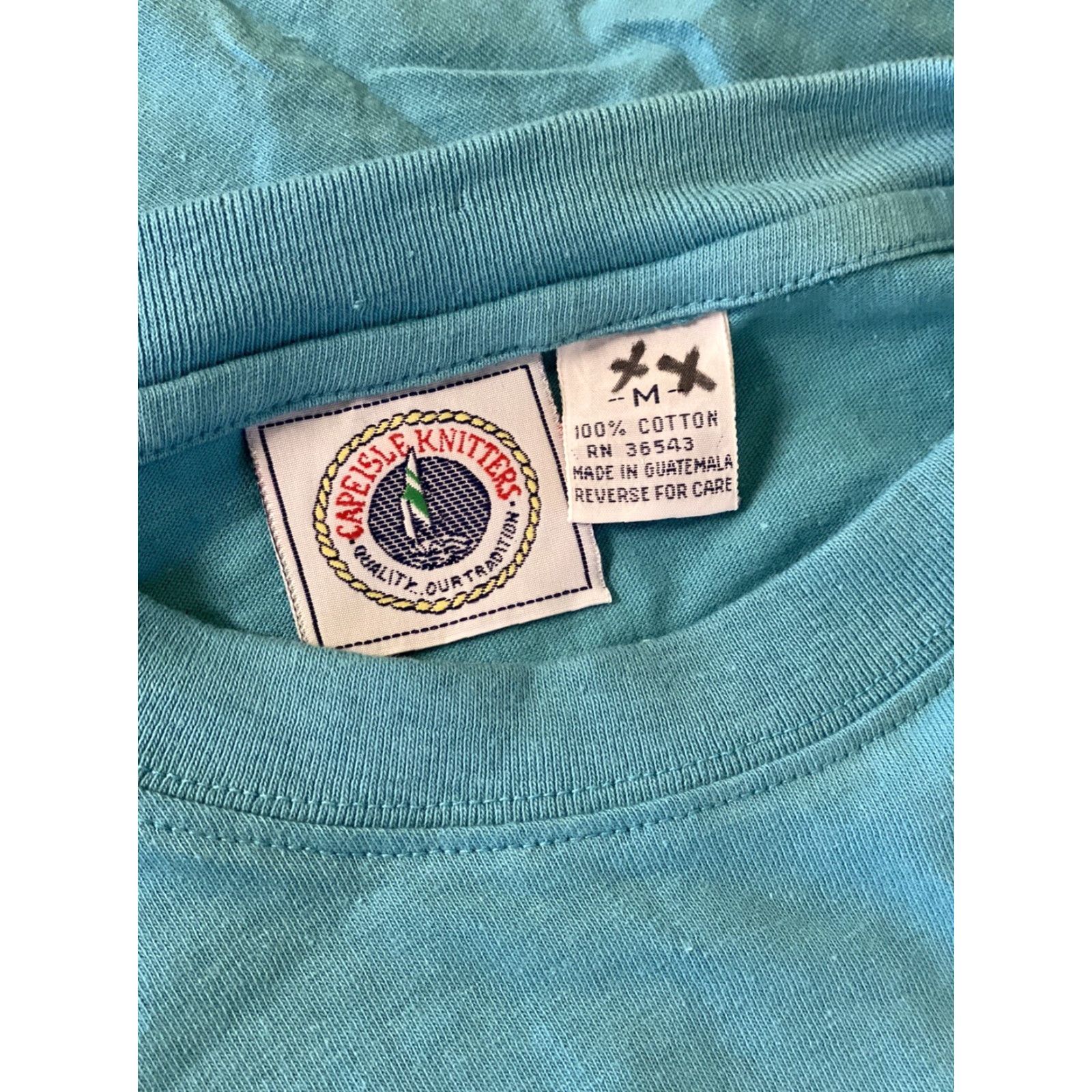 Vintage VINTAGE Cape Isle Knitters T-Shirt Mens M Blue Short Sleeve Cotton Crew Neck Single Stitch Blank *as is New Size US M / EU 48-50 / 2 - 5 Thumbnail