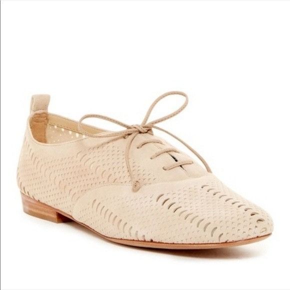 image of Schutz White Leather Perforated Lace Up Lace Oxfords 9 Shoes, Women's