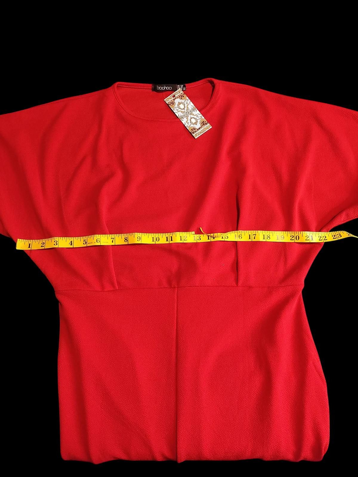 Boohoo Boohoo Women's Red Midi Dress with Short Sleeves Size XXL / US 16-18 / IT 52-54 - 8 Thumbnail