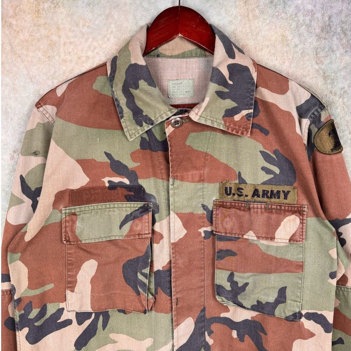 Vintage VTG 70s US Army Camo Shirt Mens Sz M Patch Military Size US M / EU 48-50 / 2 - 4 Thumbnail