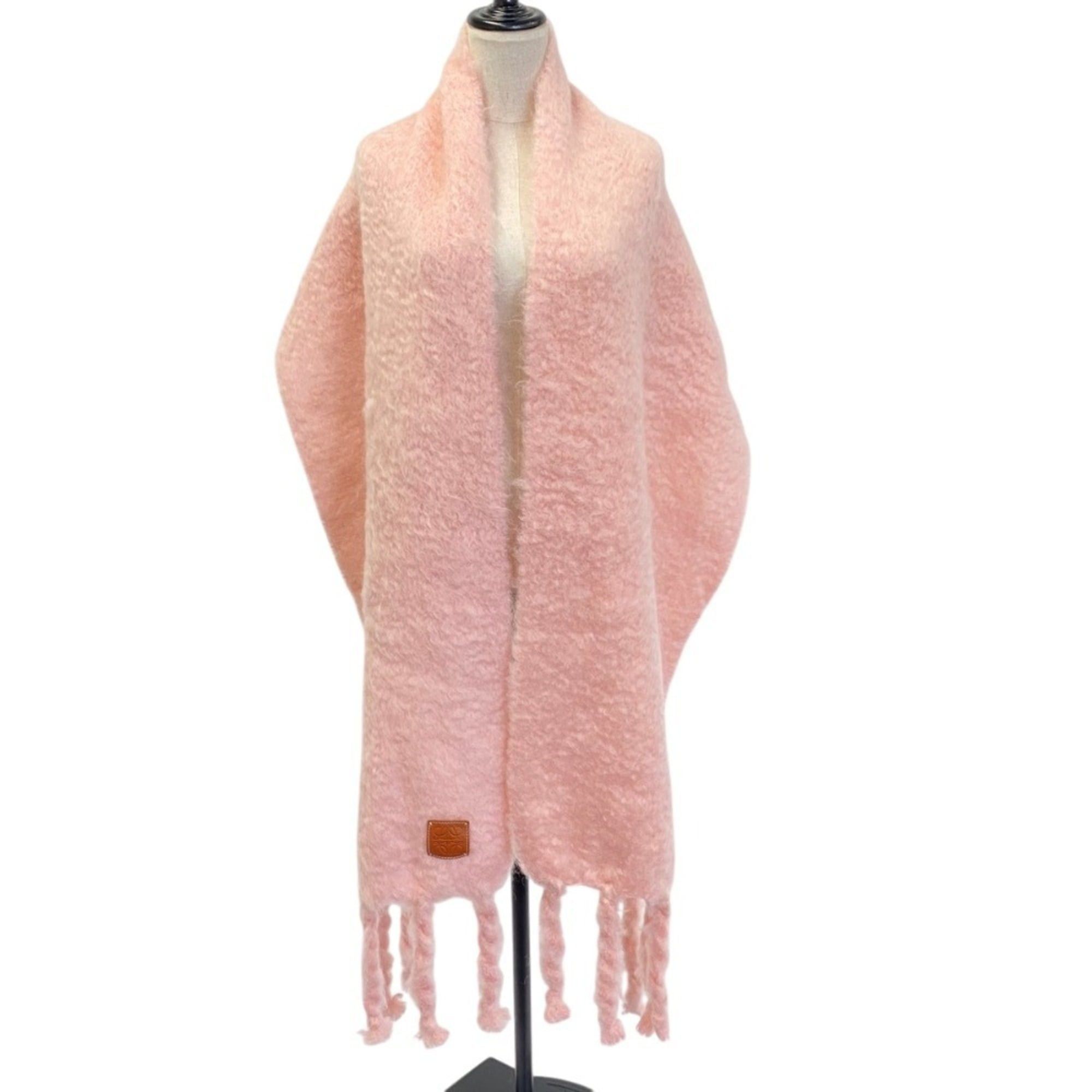 Loewe LOEWE Mohair Fringe Long Scarf/Stole, Light Pink, Women's Size ONE SIZE - 1 Thumbnail