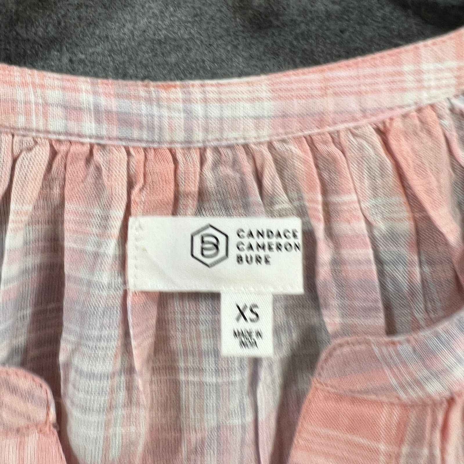 Other Candace Cameron Bure Plaid Y-Neck Shirt Rose Quartz, X-Small Size XS / US 0-2 / IT 36-38 - 3 Thumbnail