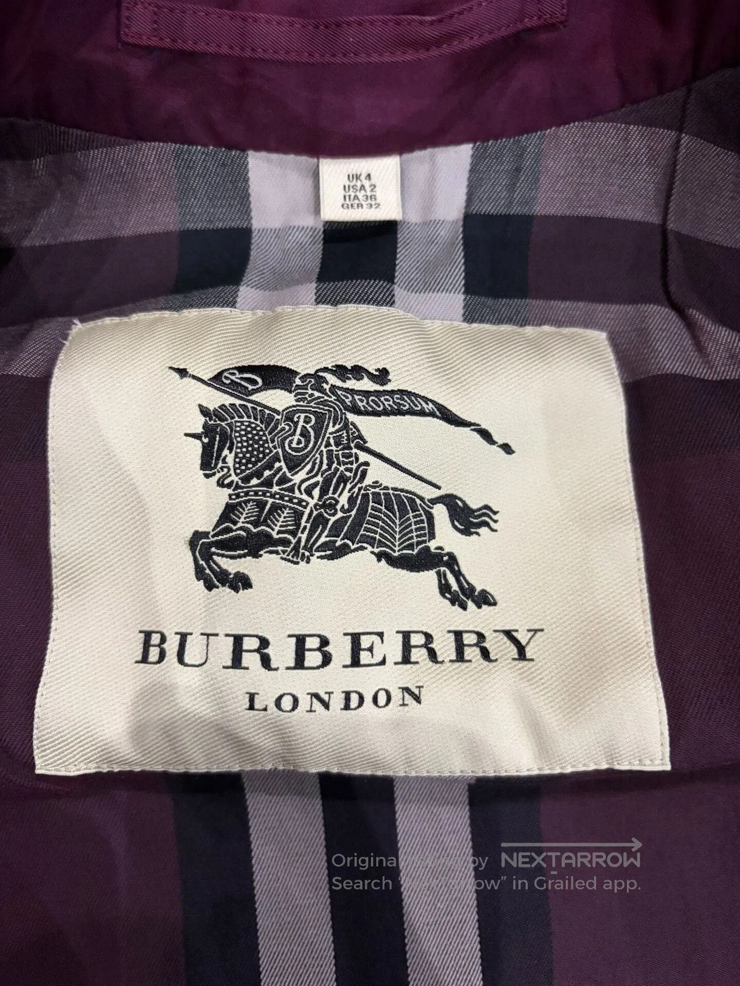 Burberry Burberry Women's Burgundy Trench Coat. Size XXS / US 00 / IT 34 - 2 Thumbnail