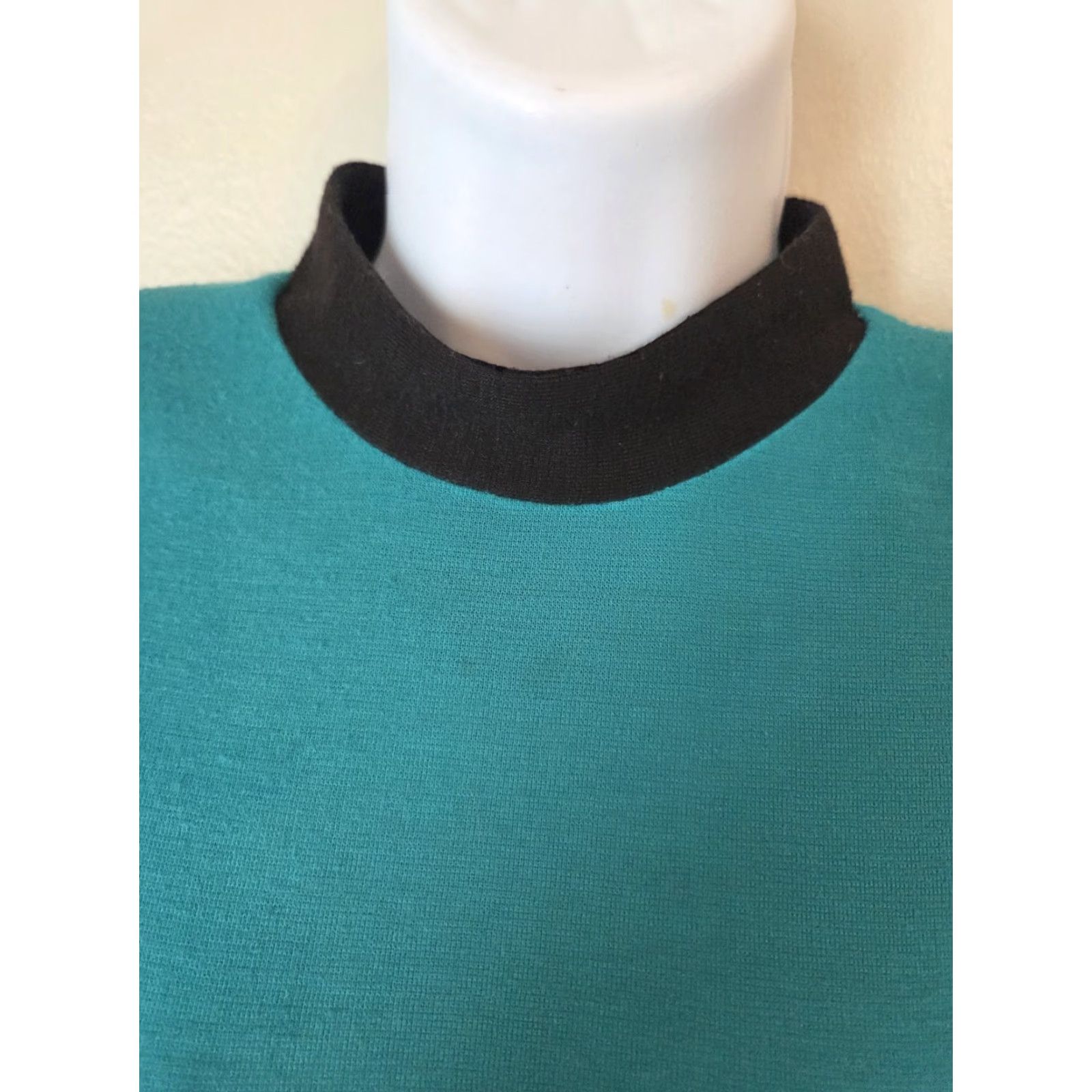 Altea VINTAGE Caron Petite Teal Black New Wave Drop Waist Midi Dress 8 Womens Size M / US 6-8 / IT 42-44 - 2 Thumbnail