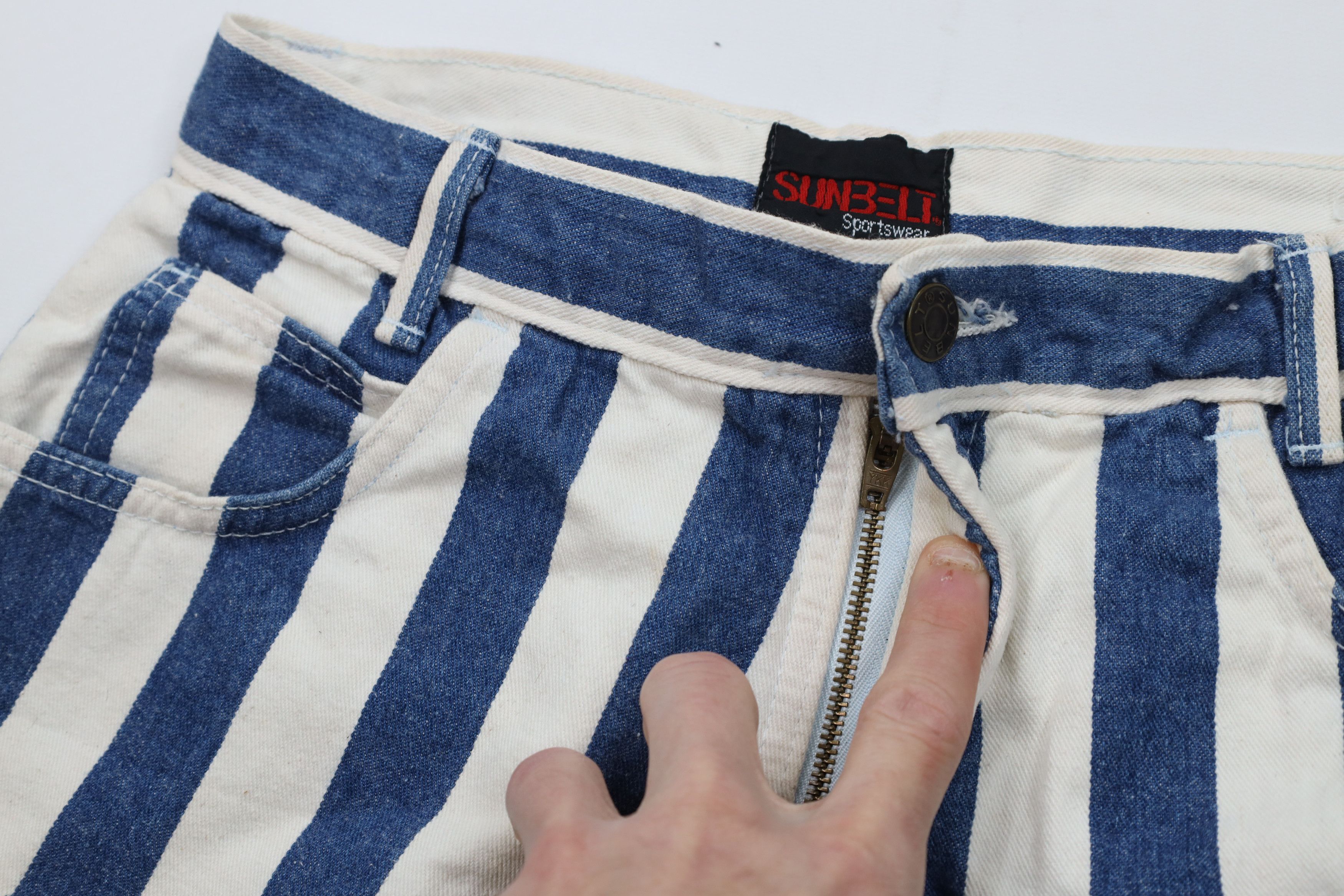 Vintage Vintage 90s Streetwear Baggy Striped Denim Shorts USA Size 28" / US 6 / IT 42 - 6 Thumbnail