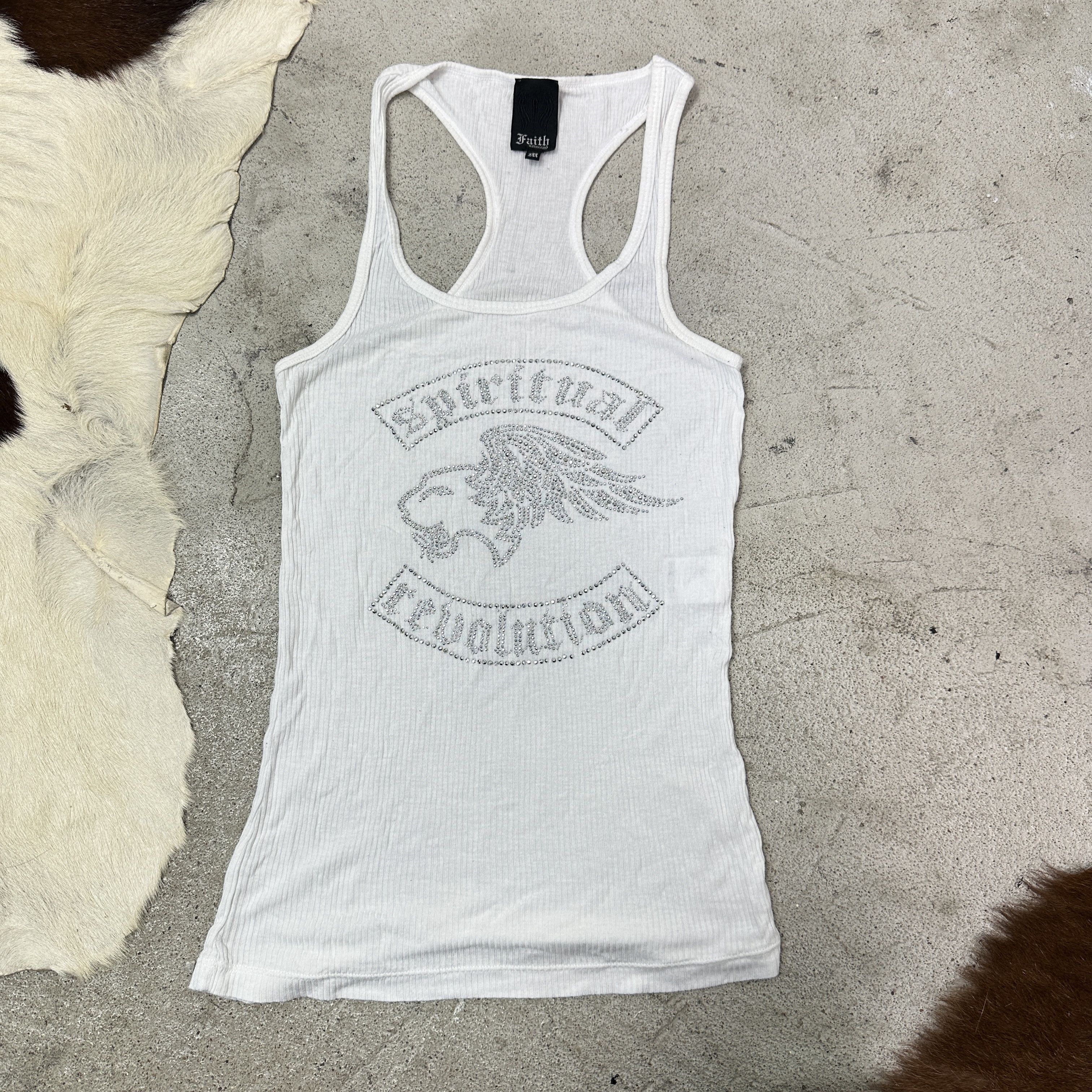 Faith Connexion Vintage Streetwear Faith Connexion Rhinestones Tanktop 00s Size M / US 6-8 / IT 42-44 - 2 Thumbnail