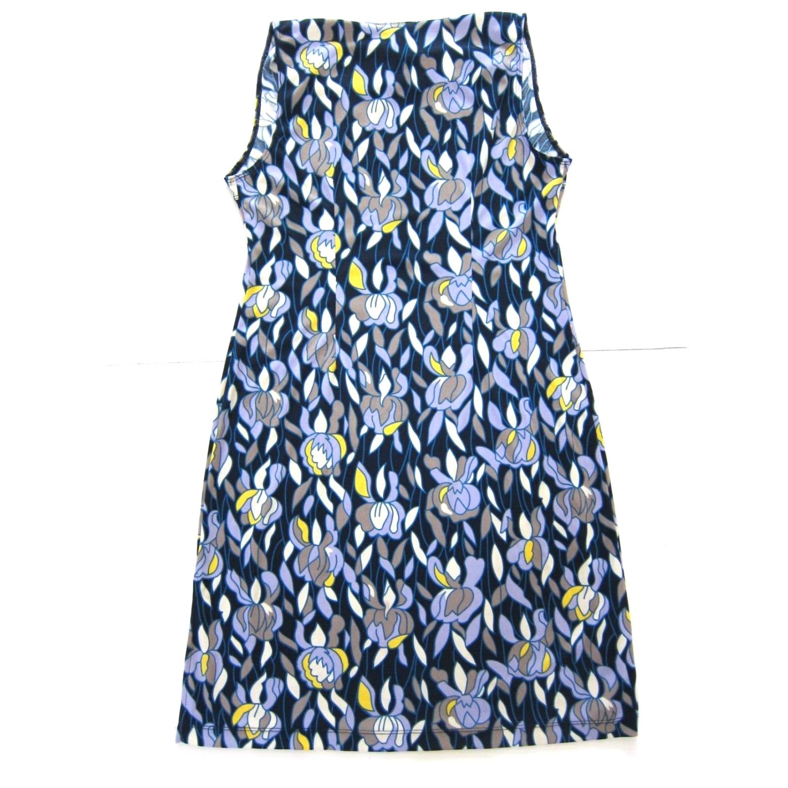Vintage BCBG Paris Blue Purple Yellow Floral Sleeveless Stretch Tunic Tank Dress PM Size M / US 6-8 / IT 42-44 - 2 Thumbnail