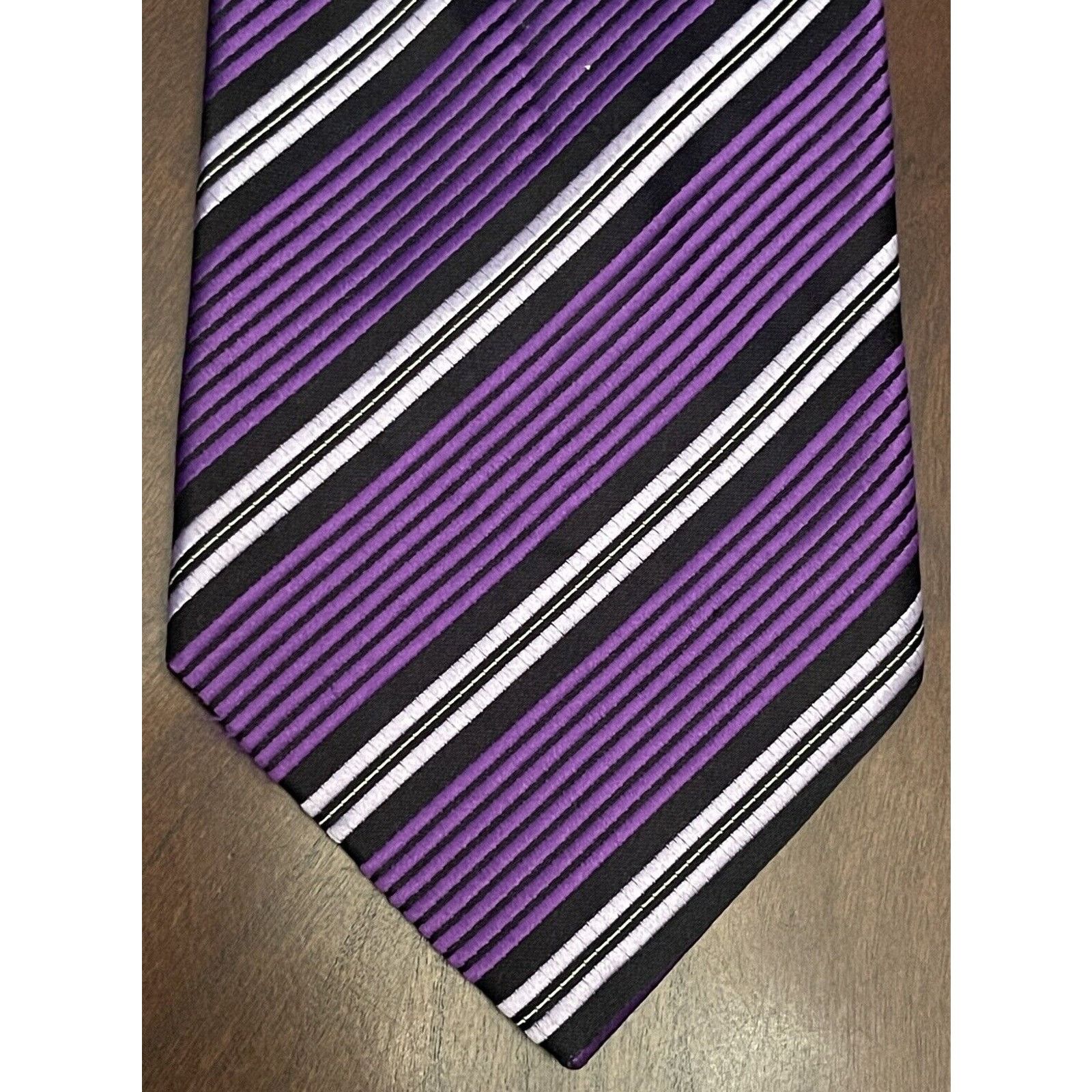 Calvin Klein Calvin Klein Purple Black 100% Silk Made In China Size ONE SIZE - 1 Thumbnail