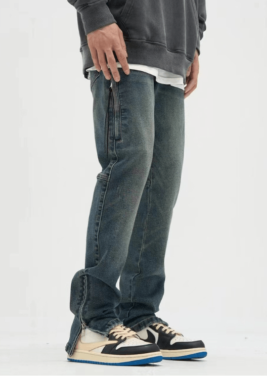 Japanese Brand × Jean American high street zippered straight leg slit casual jeans Size US 32 / EU 48 - 3 Thumbnail