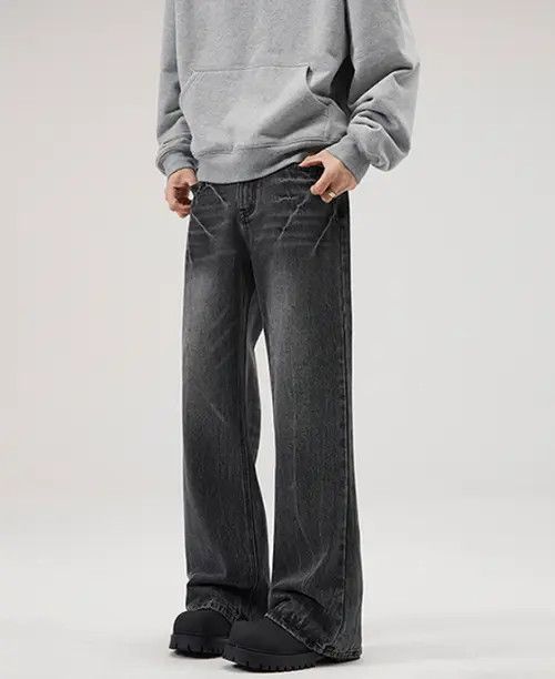 Japanese Brand × Jean Pants Lightning pattern cleanfit wide-leg flared jeans Size US 34 / EU 50 - 3 Thumbnail