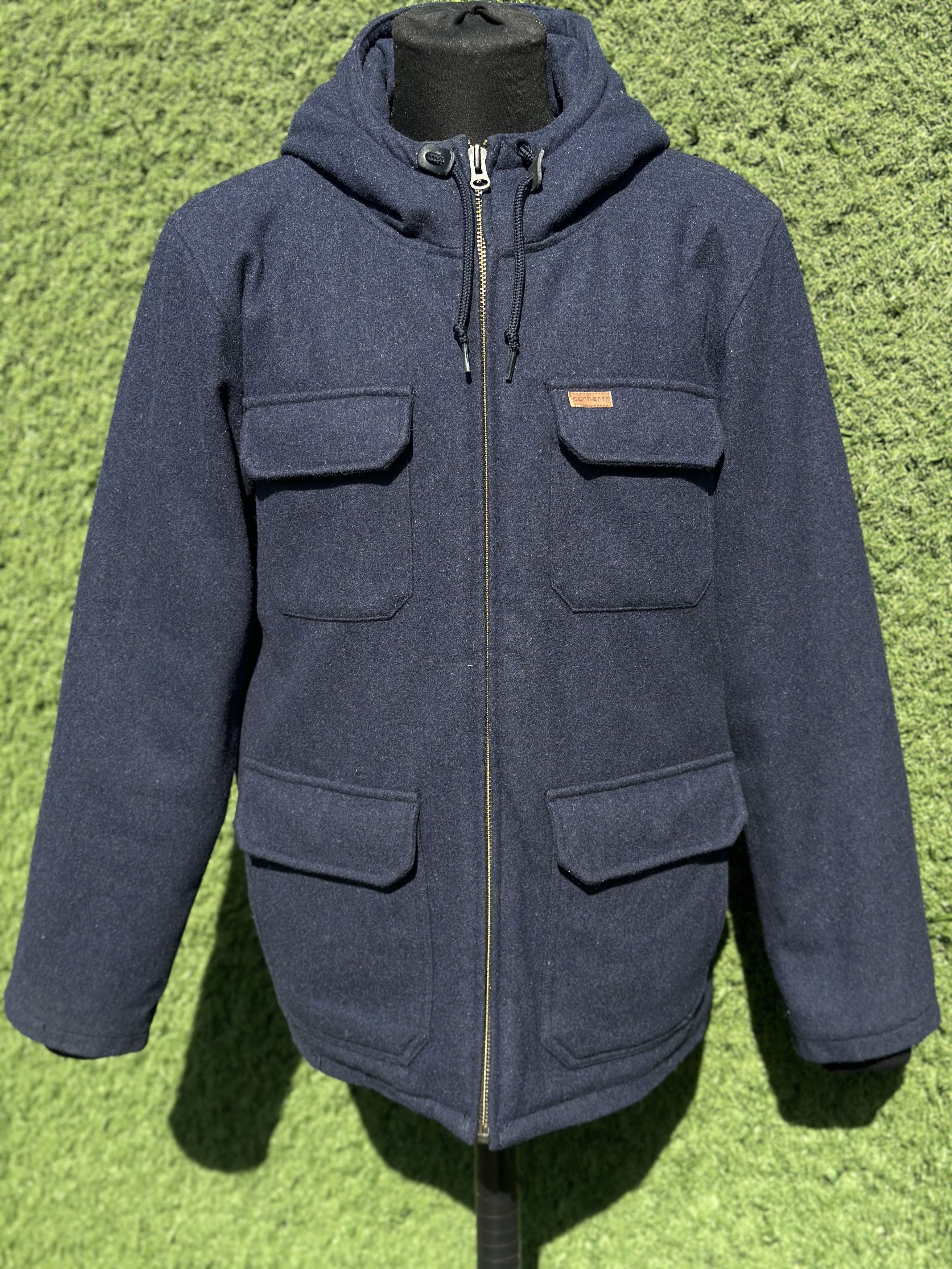 Carhartt Carhartt Court Coat Hooded Jacket Navy Wool Blend Utility L Size US L / EU 52-54 / 3 - 1 Thumbnail