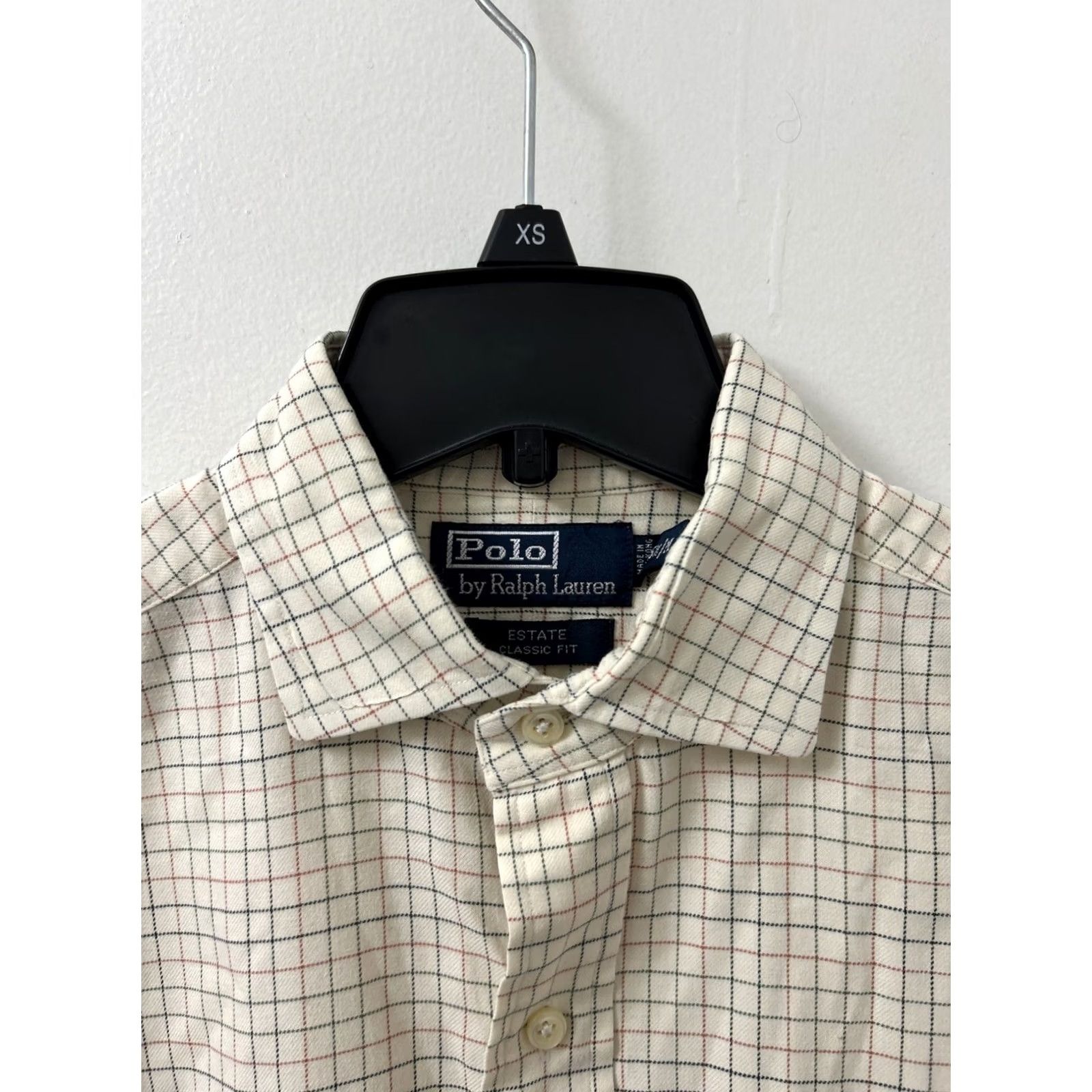 Polo Ralph Lauren VINTAGE Polo Ralph Lauren Estate Shirt Mens M Beige Plaid Button-Up L/S Classic Fit Embroidered Size US M / EU 48-50 / 2 - 4 Thumbnail
