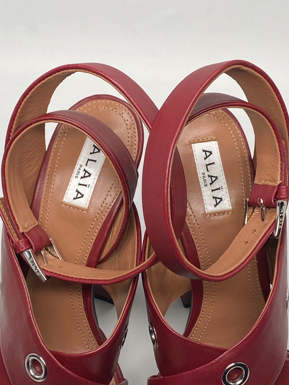 Alaia Alaia Eyelets Leather Platform Sandals size 37.5 Size US 7.5 / IT 37.5 - 9 Thumbnail