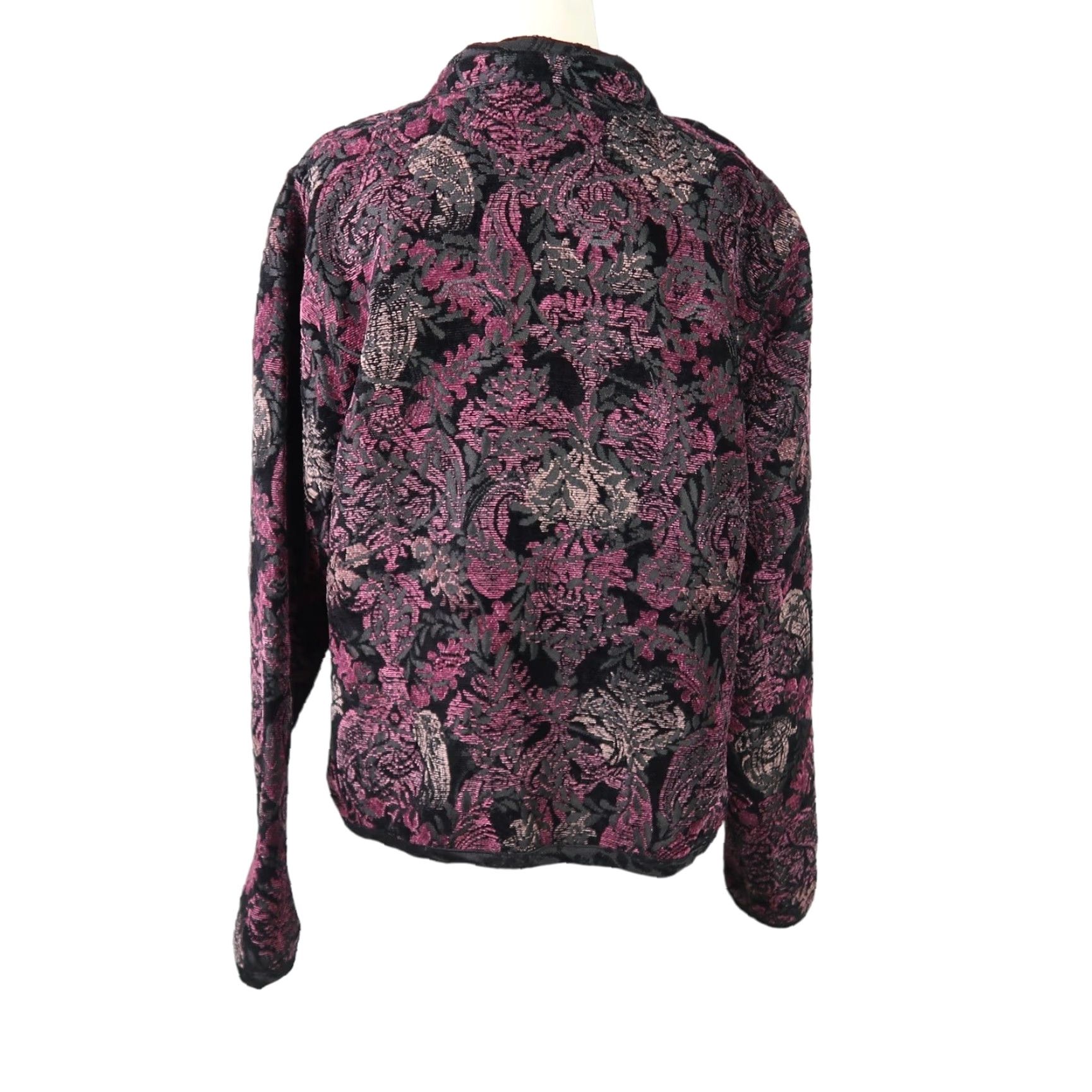Vintage VINTAGE 90s black floral satin purple reversible jacket L Women Jacket Short Sleeve Button Fall Spring Casual Party/Cocktail 90s Womens Size L / US 10 / IT 46 - 8 Thumbnail