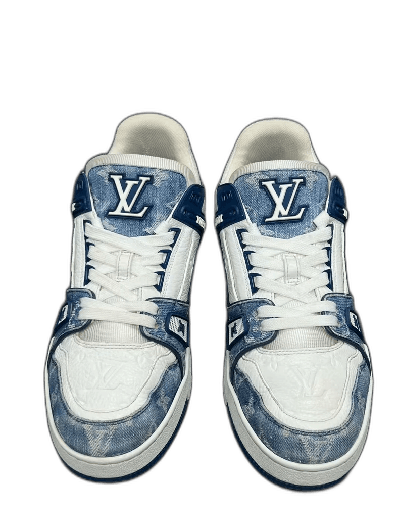 LV Trainer Blue White Sneakers UK7