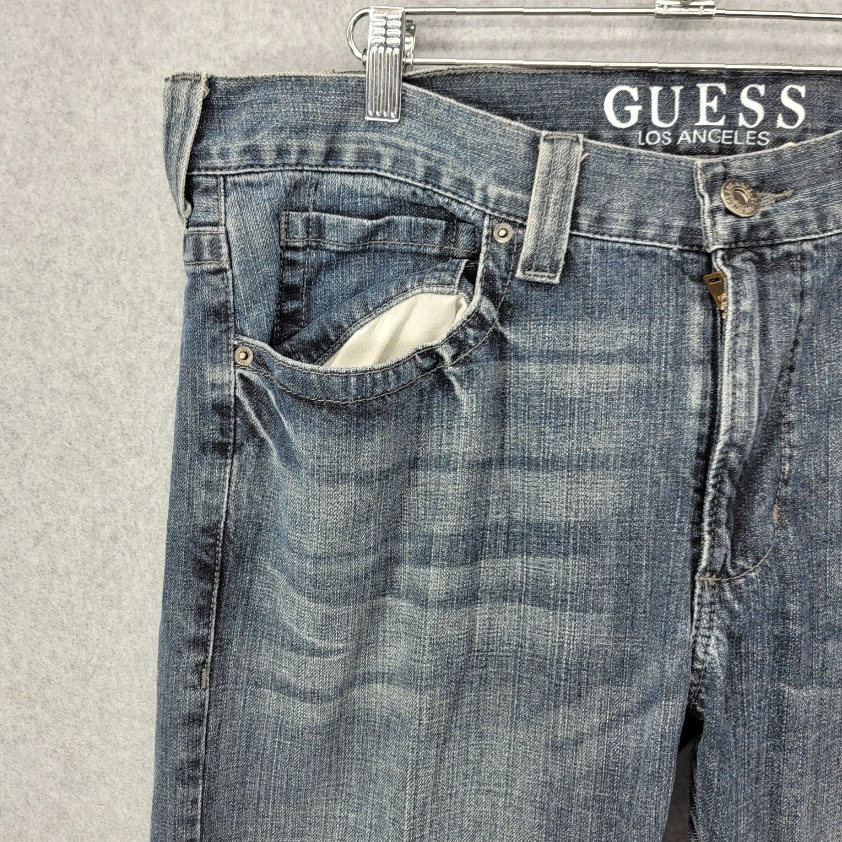 Guess Guess Pasadena Straight Jeans Mens 38x32 Back Flap Pocket 90s Vintage Blue Denim Cotton Brand GUESS Shirt? Size US 38 / EU 54 - 3 Thumbnail