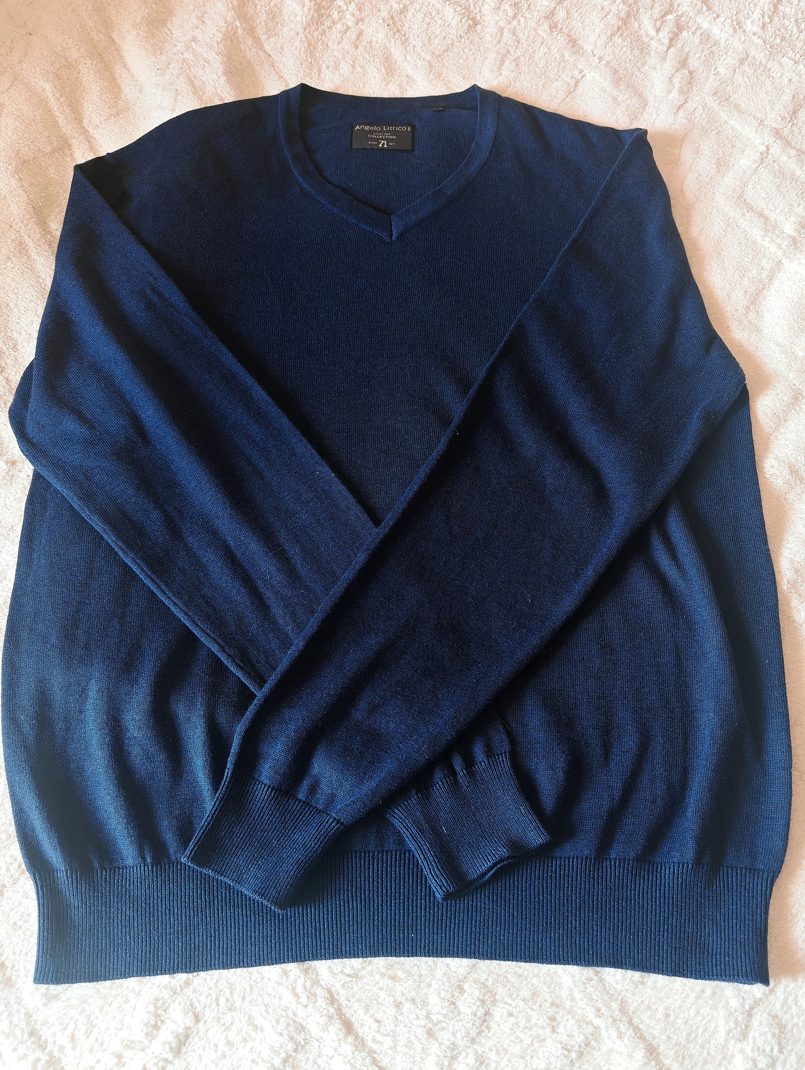 Angelo Litrico Navy Blue Men's V-Neck Long Sleeve Cotton Sweater size 2XL Size US XXL / EU 58 / 5 - 7 Thumbnail