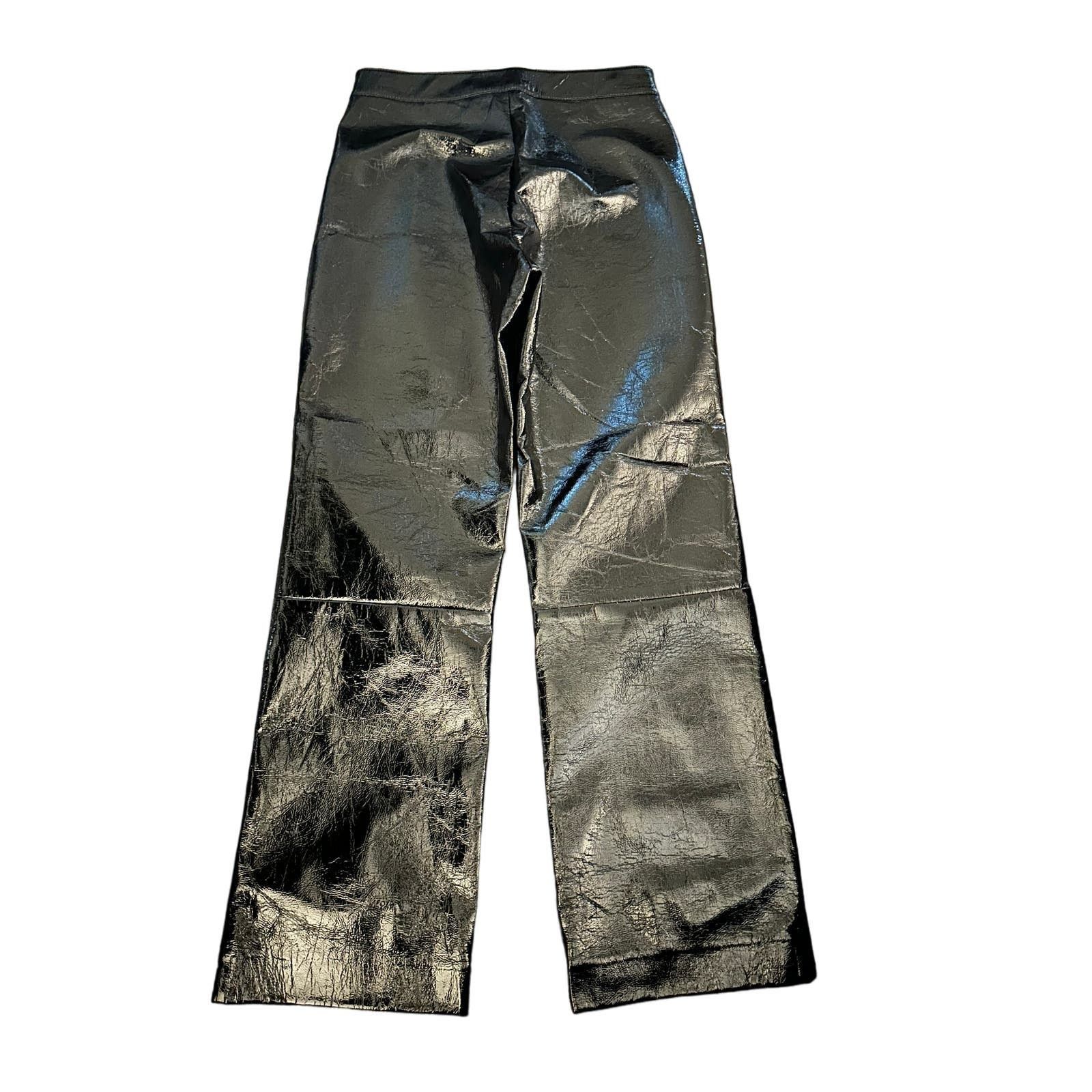 Other LNA "Nya" Faux Crinkle Patent Leather Pants, Black, NWT Size 28" / US 6 / IT 42 - 3 Thumbnail