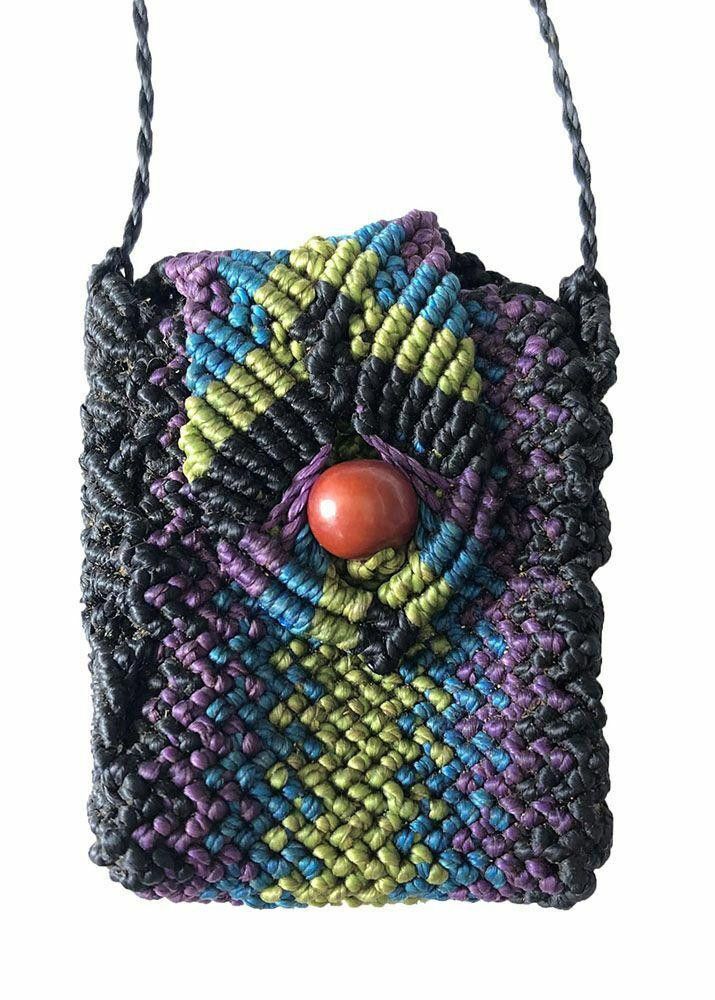 Designer New Black Artisan Waxed Nylon Hand Made Purse Necklace Size ONE SIZE - 1 Thumbnail