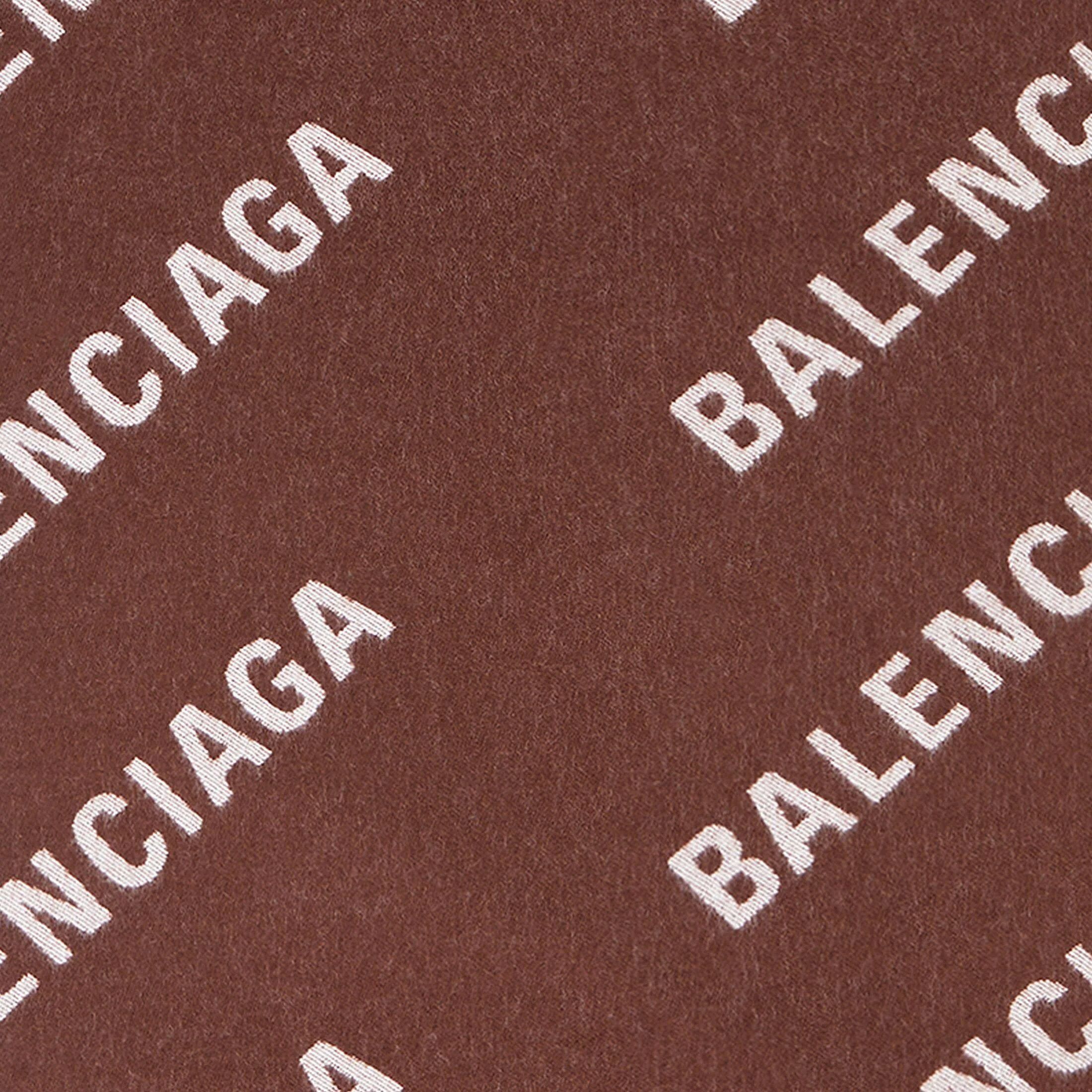Balenciaga o1mt1gz0824 Size: OS / Allover Logo Macro Scarf Brown Size ONE SIZE - 4 Thumbnail