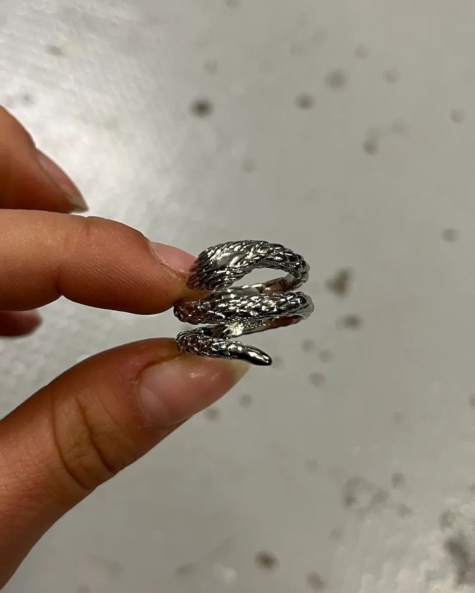 Just Cavalli 2000s Cavalli Grey Metal Snake Eye Zirconi Ring Size ONE SIZE - 2 Thumbnail
