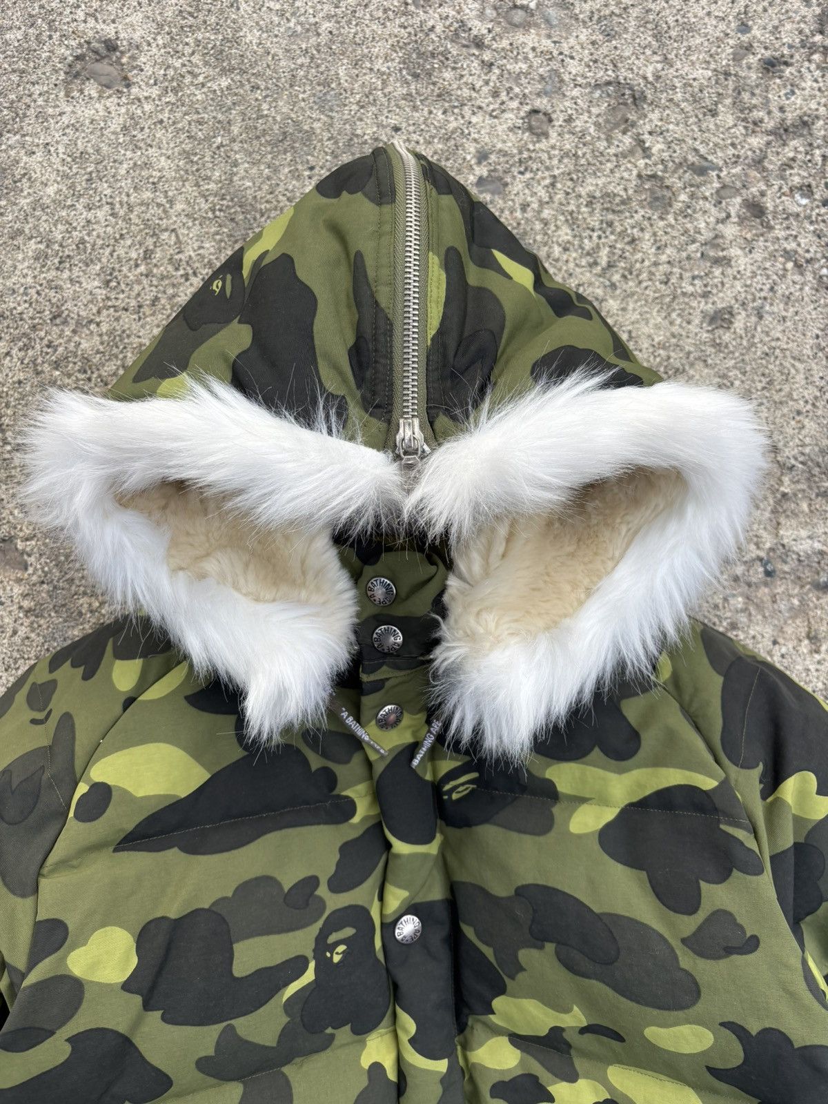 Bape Bape 1st camo down jacket with fawx fur hood Size US XS / EU 42 / 0 - 5 Thumbnail
