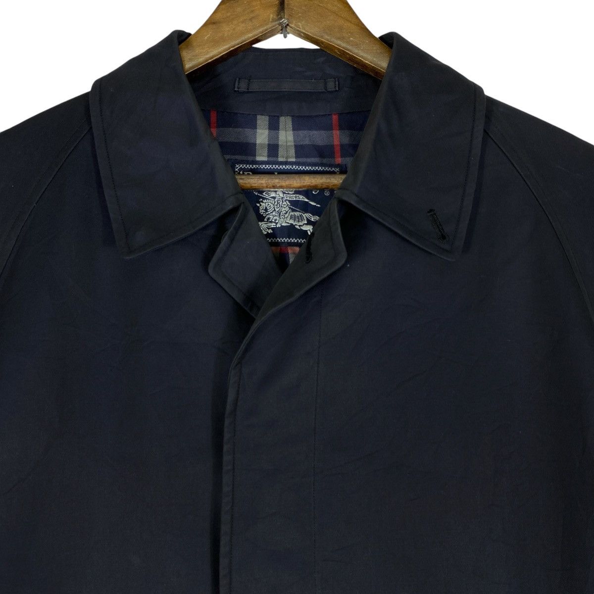 Burberry × Burberry Prorsum Vintage Burberrys London Nova Checked Navy Blue Long Jacket Size US M / EU 48-50 / 2 - 8 Thumbnail