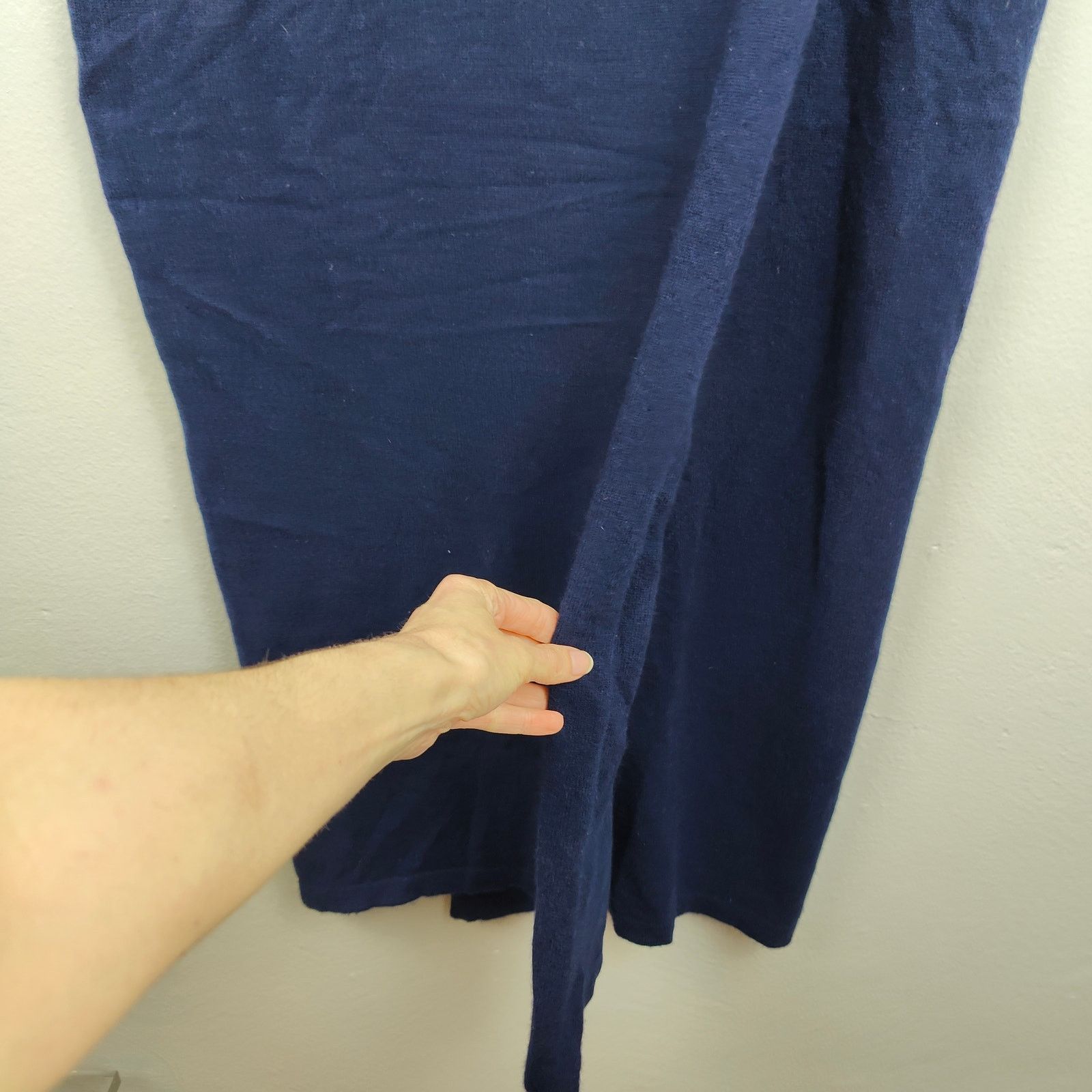 Other Vintage William Kasper Cashmere Maxi Skirt Medium Navy Blue Size 29" - 3 Thumbnail
