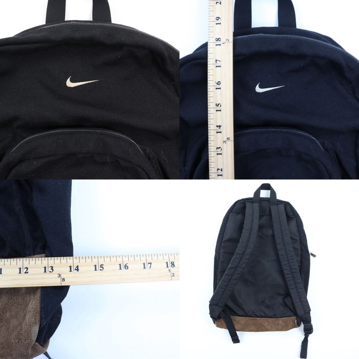 Nike Vintage Nike Leather Bottom Backpack Black Center Swoosh Grailed