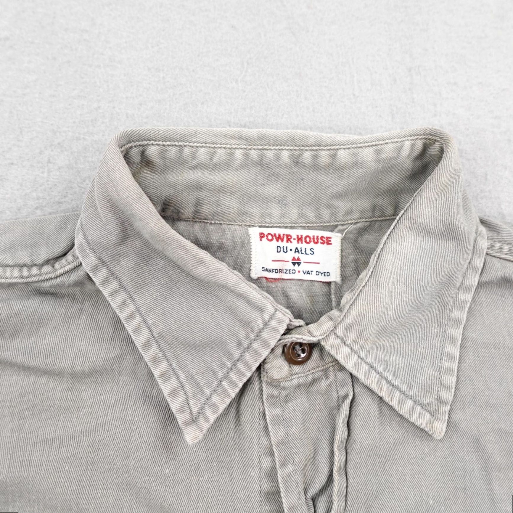 Denime Vintage Powr House Du Alls Shirt Mens Medium Gray Denim Sanforized 50s Button Up Size US M / EU 48-50 / 2 - 2 Thumbnail