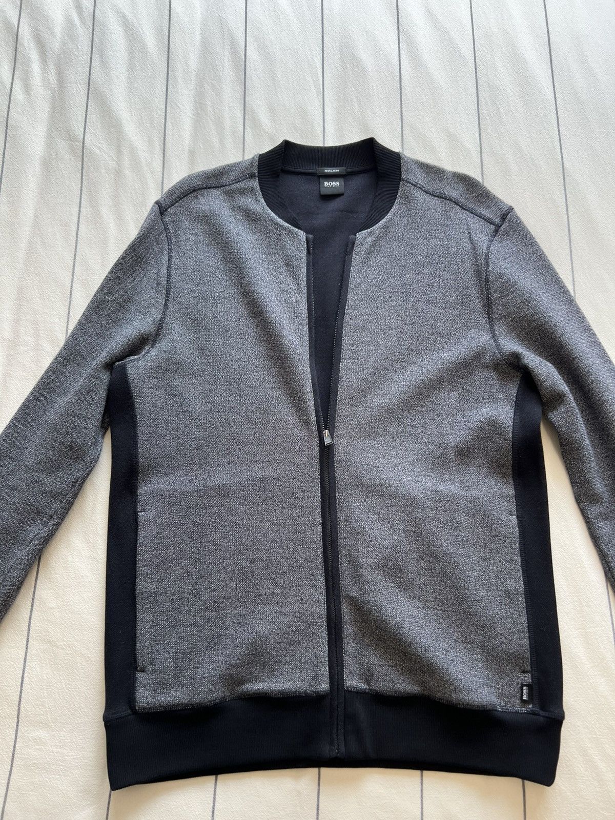 Hugo Boss Hugo Boss Gray Zip-up Bomber Cardigan Size US L / EU 52-54 / 3 - 1 Thumbnail